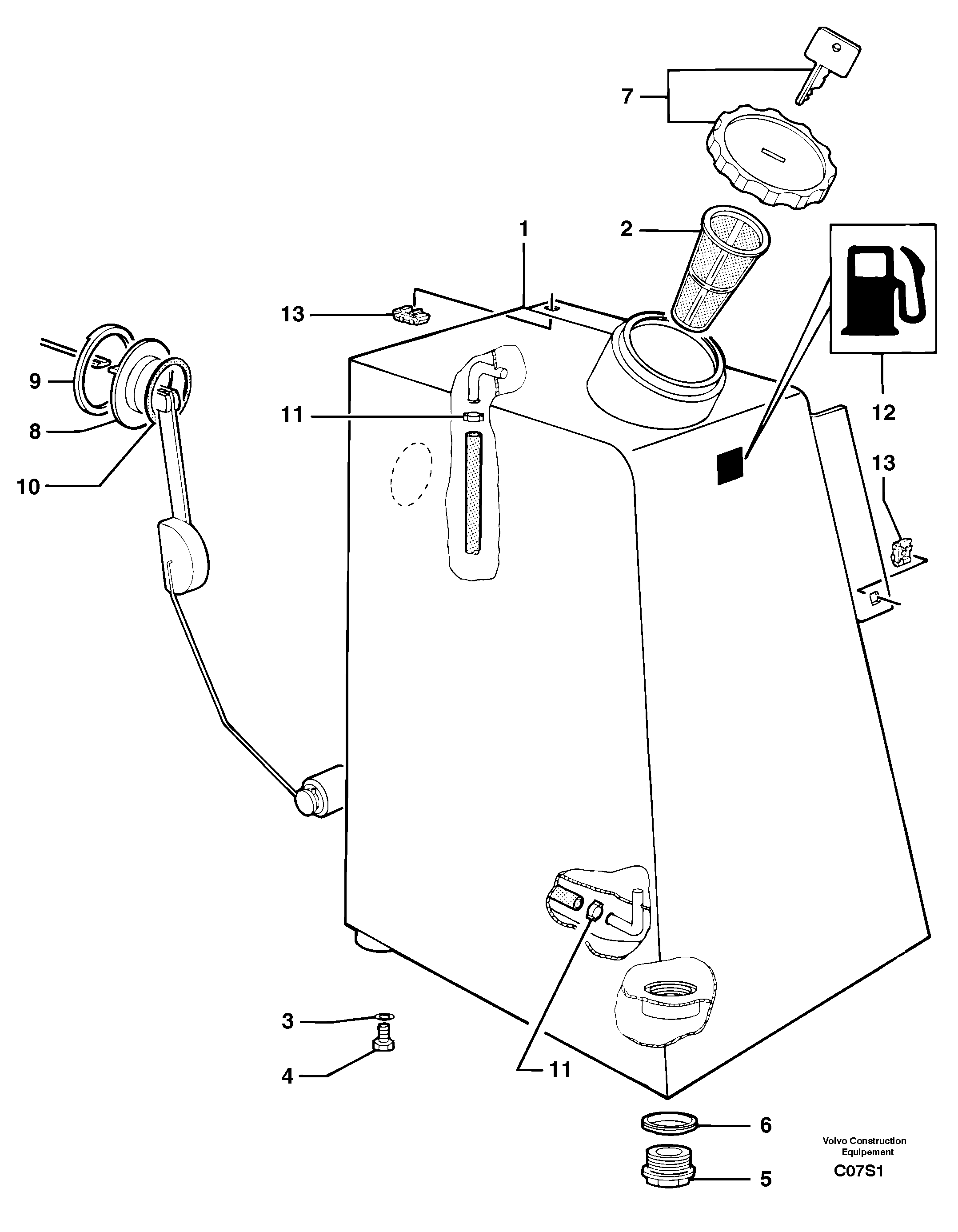 Схема запчастей Volvo EW50 - 11492 Gas-oil tank EW50 TYPE 256