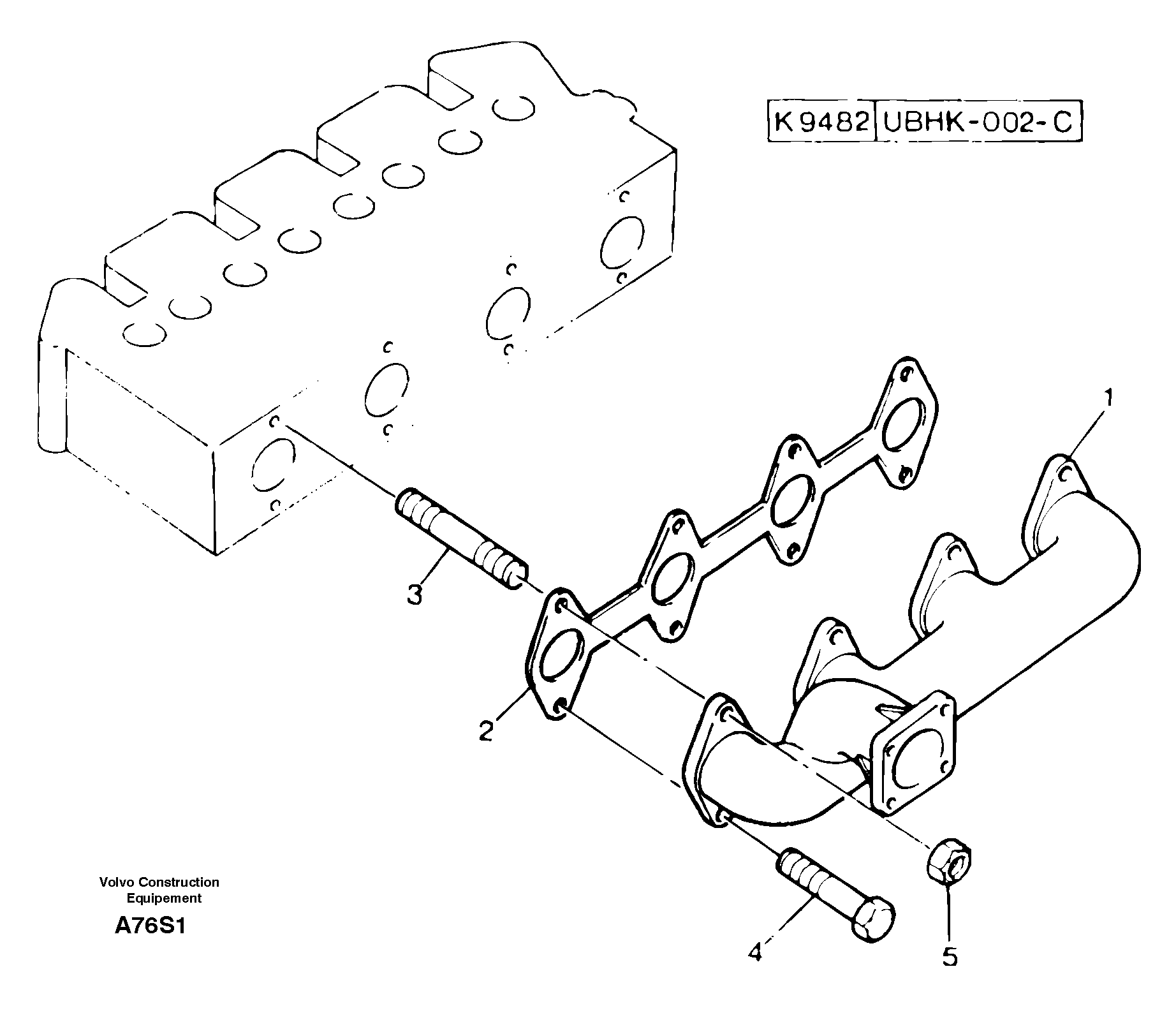 Схема запчастей Volvo EW50 - 12766 Коллектор (труба) выпускной EW50 TYPE 256