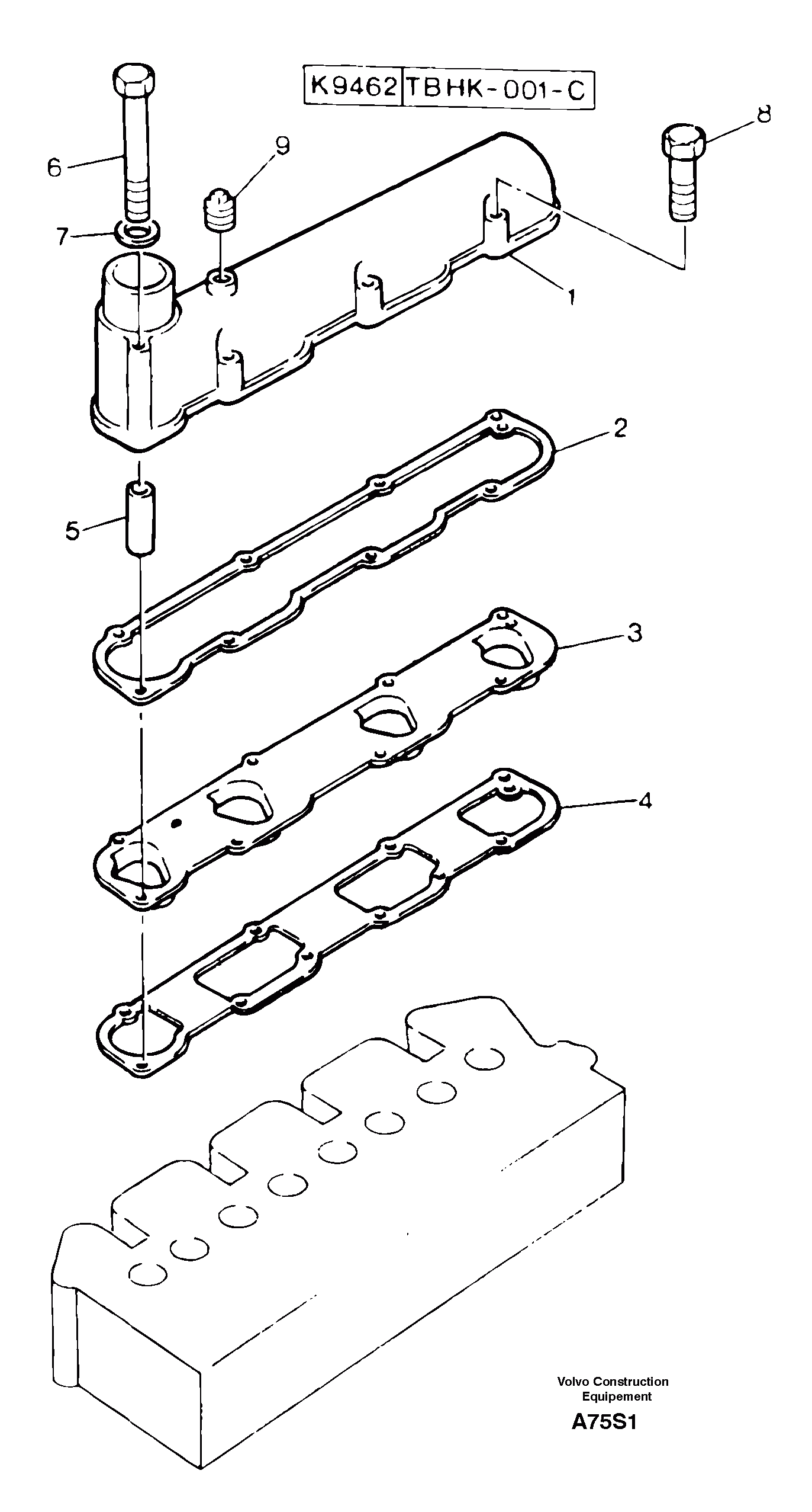 Схема запчастей Volvo EW50 - 3584 Впускной коллектор (труба) EW50 TYPE 256
