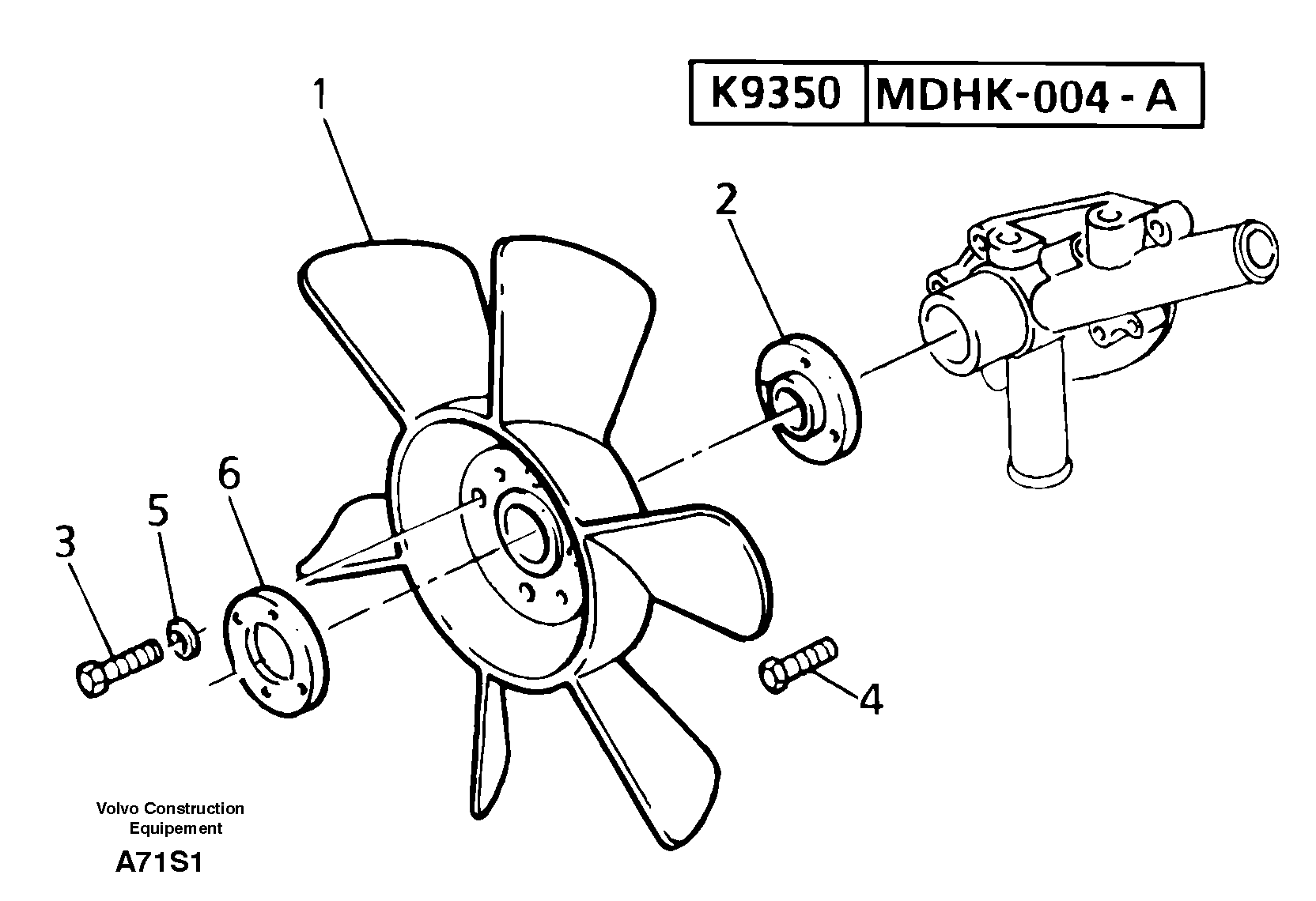 Схема запчастей Volvo EW50 - 12782 Fan and spacer EW50 TYPE 256