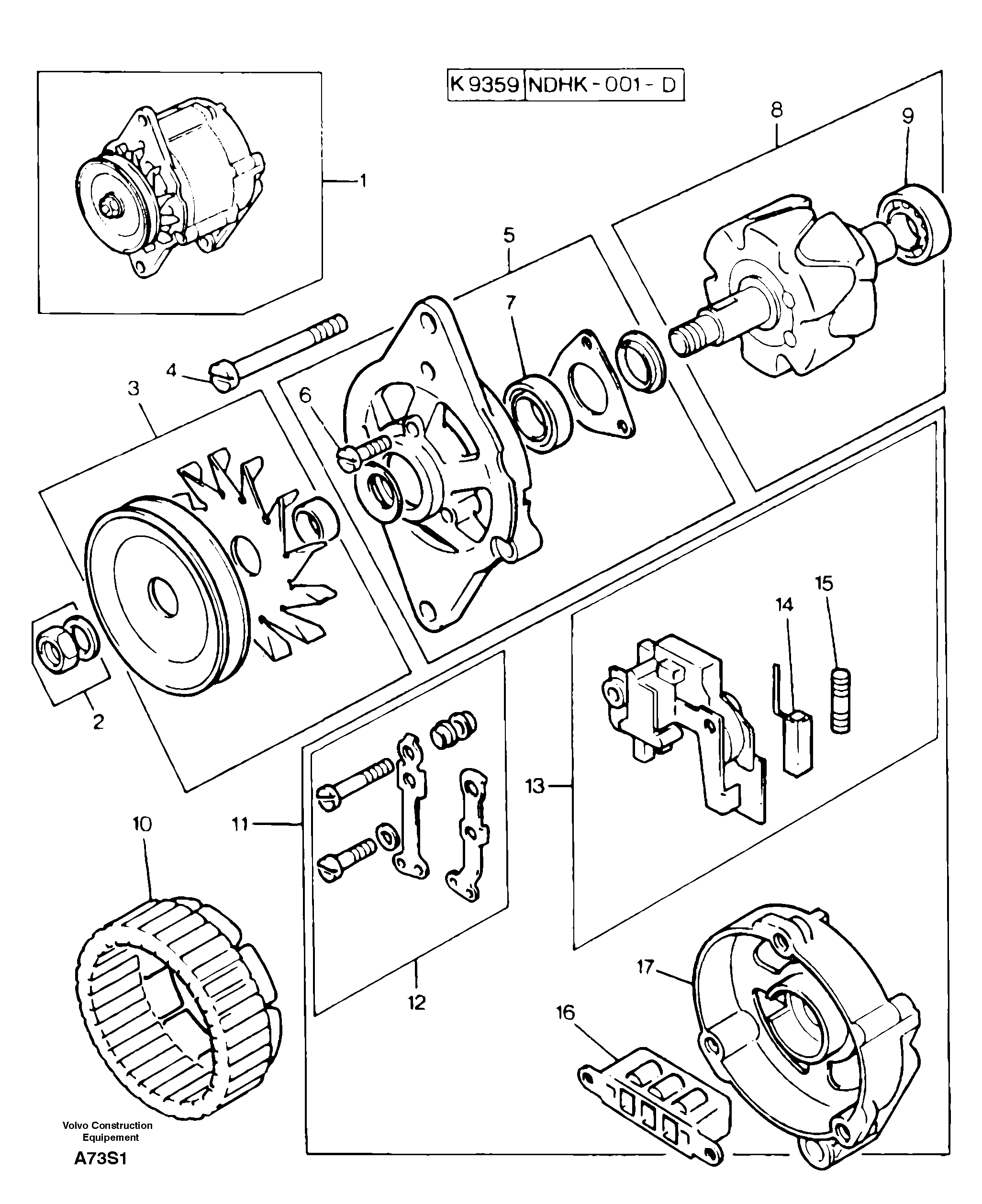 Схема запчастей Volvo EW50 - 101609 Alternator EW50 TYPE 256