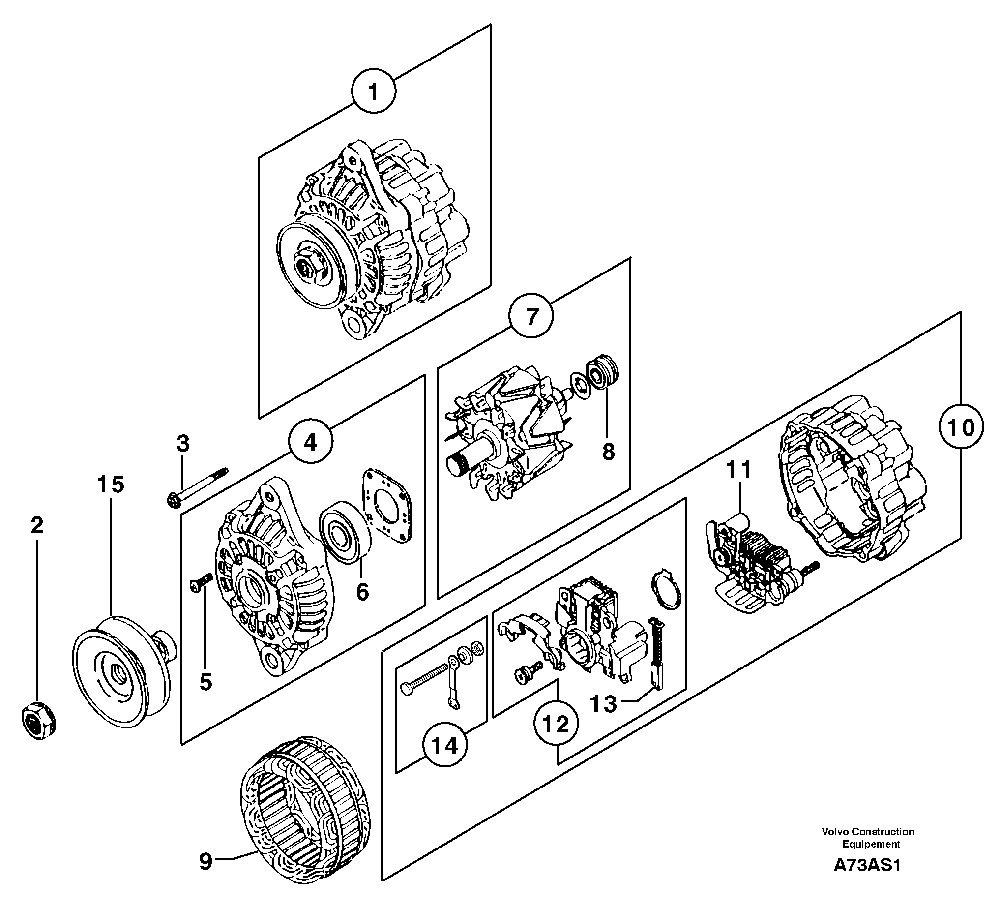 Схема запчастей Volvo EW50 - 10560 Alternator EW50 TYPE 256