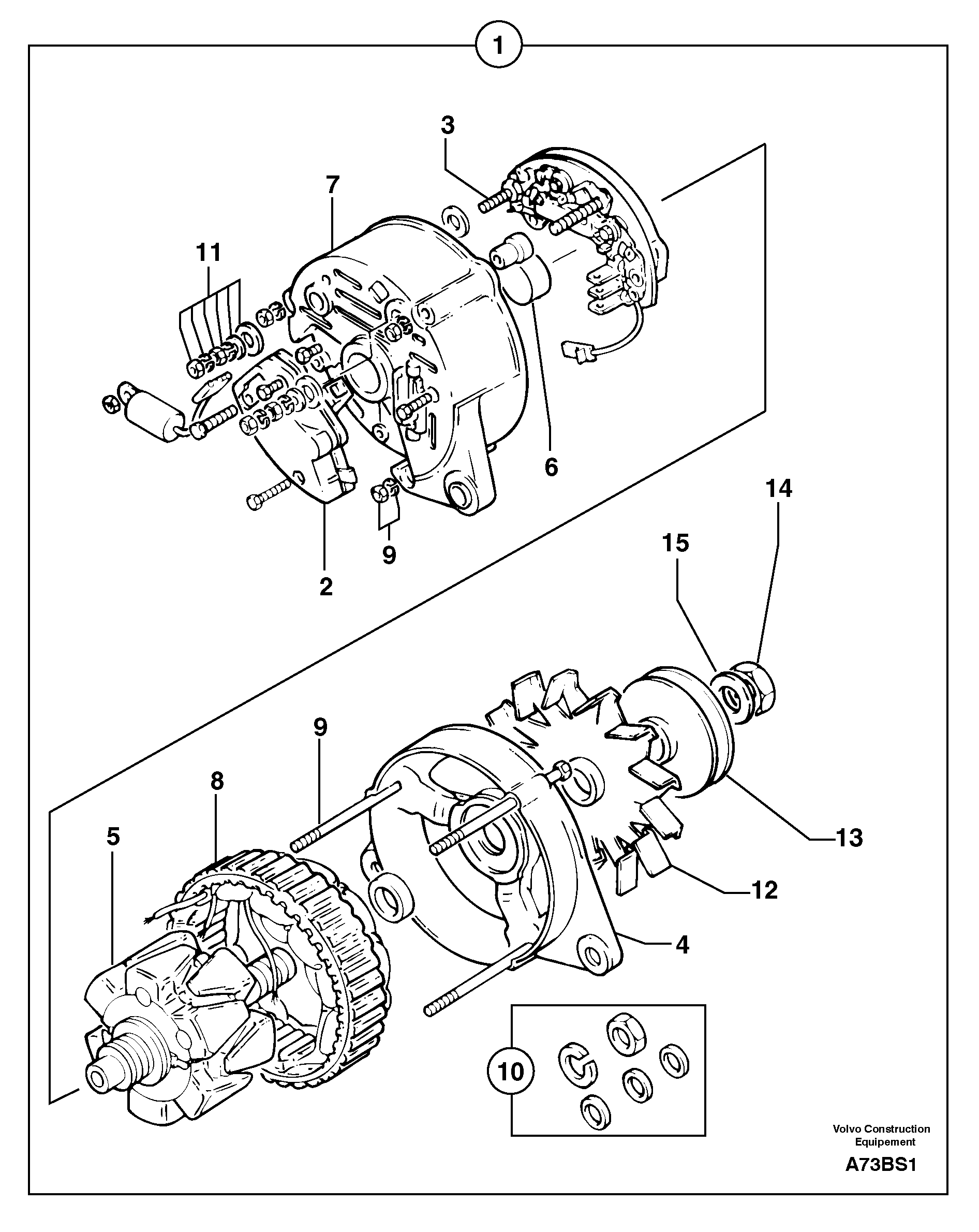 Схема запчастей Volvo EW50 - 10562 Alternator EW50 TYPE 256