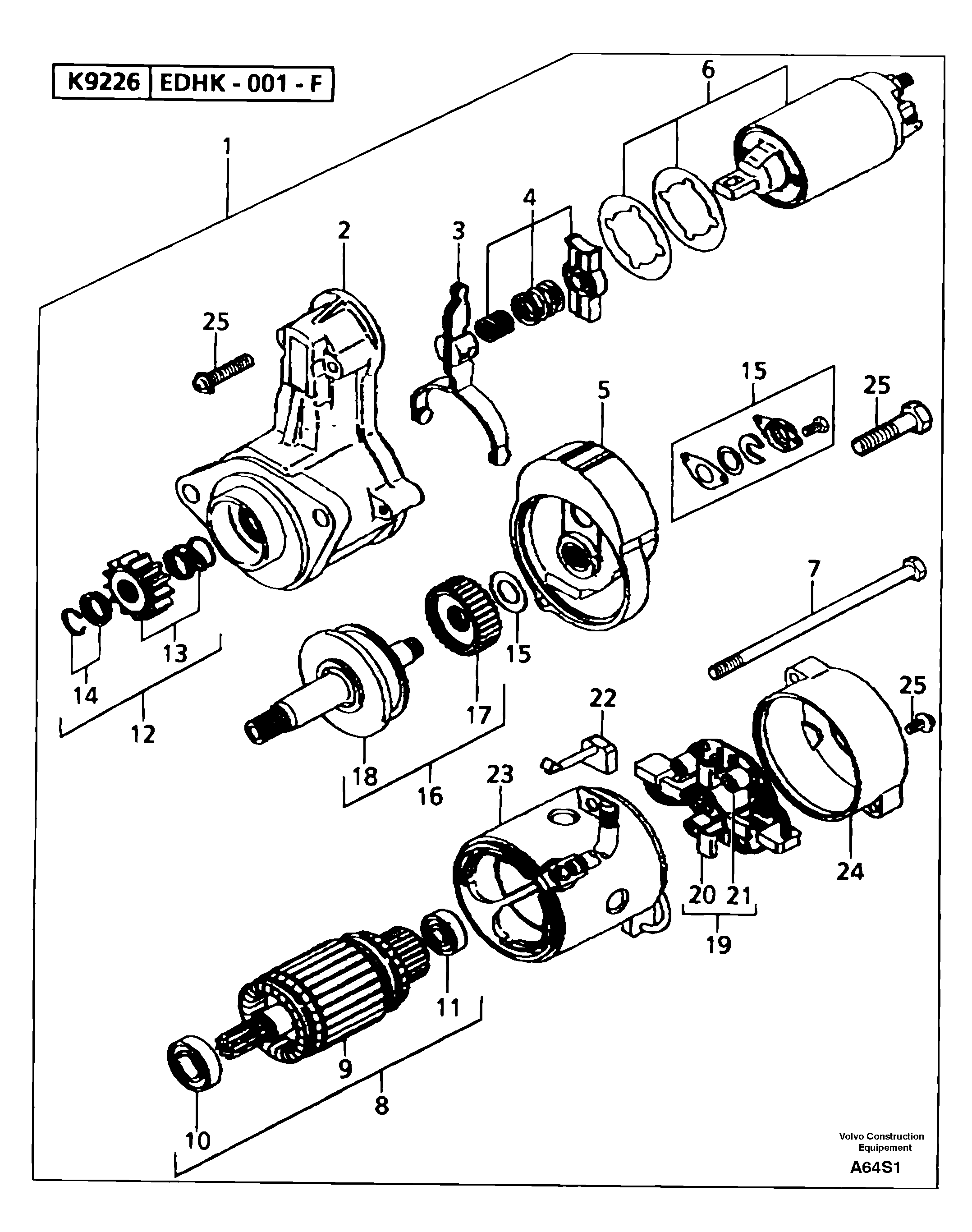 Схема запчастей Volvo EW50 - 102884 Starter motor EW50 TYPE 256