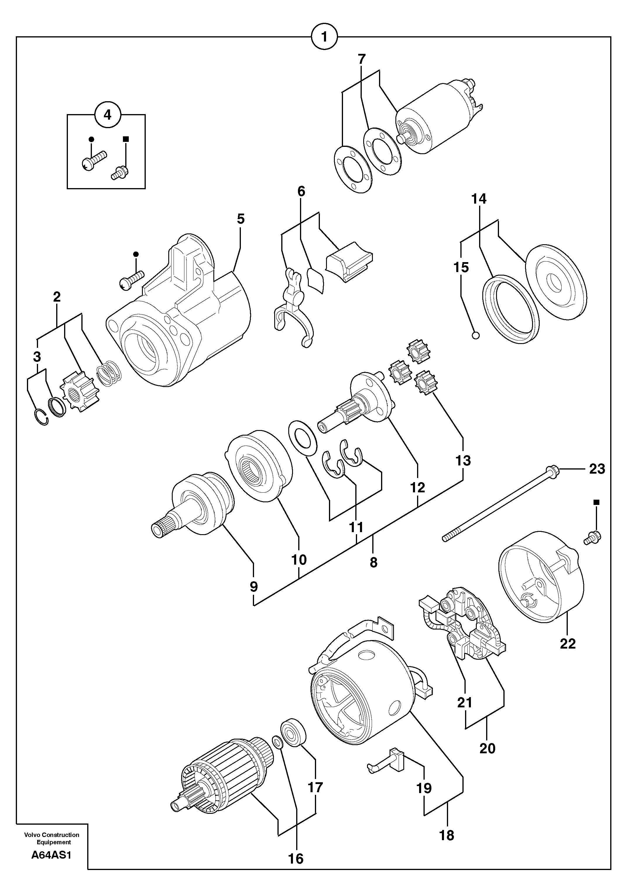Схема запчастей Volvo EW50 - 103498 Starter motor EW50 TYPE 256