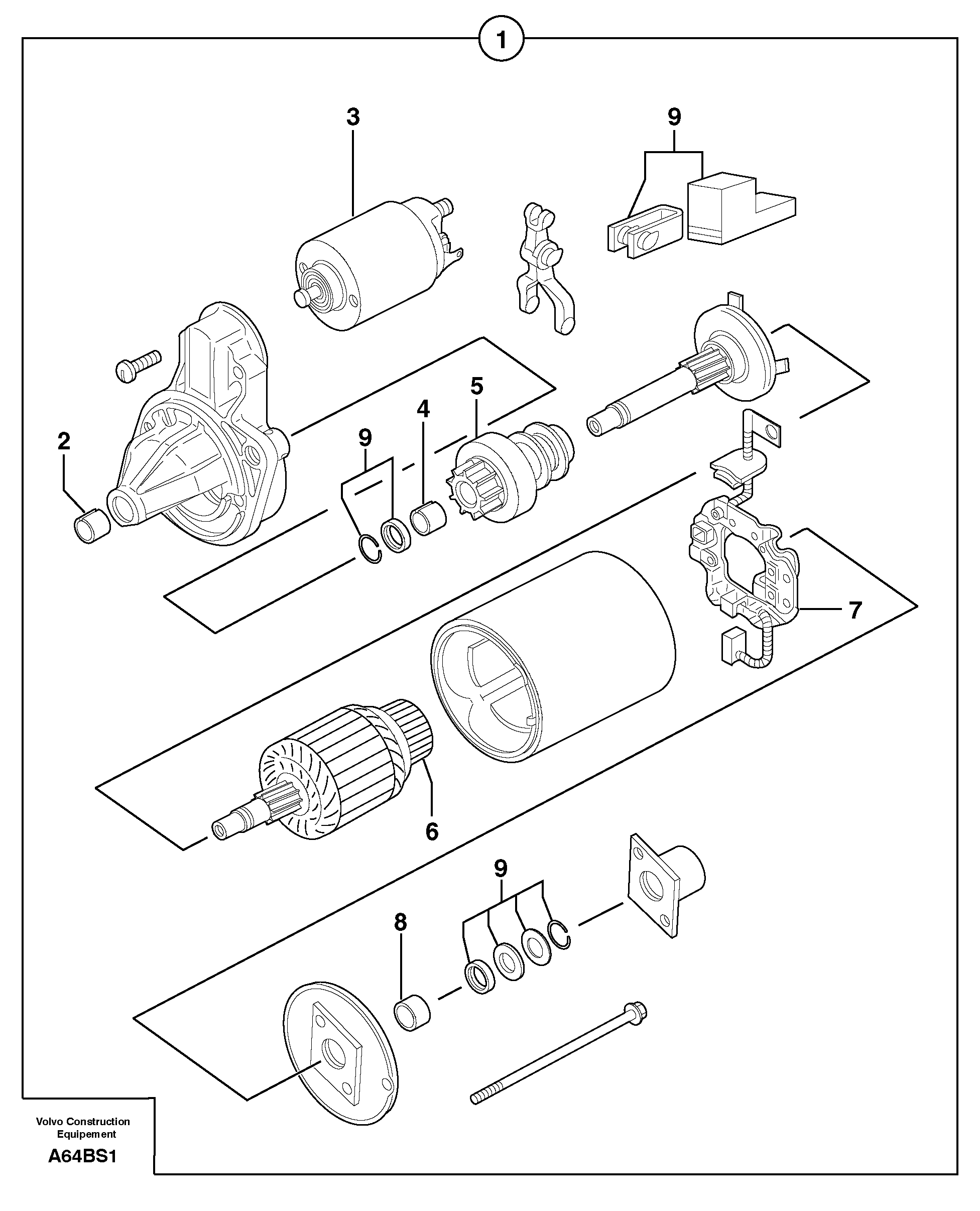 Схема запчастей Volvo EW50 - 10754 Starter motor EW50 TYPE 256