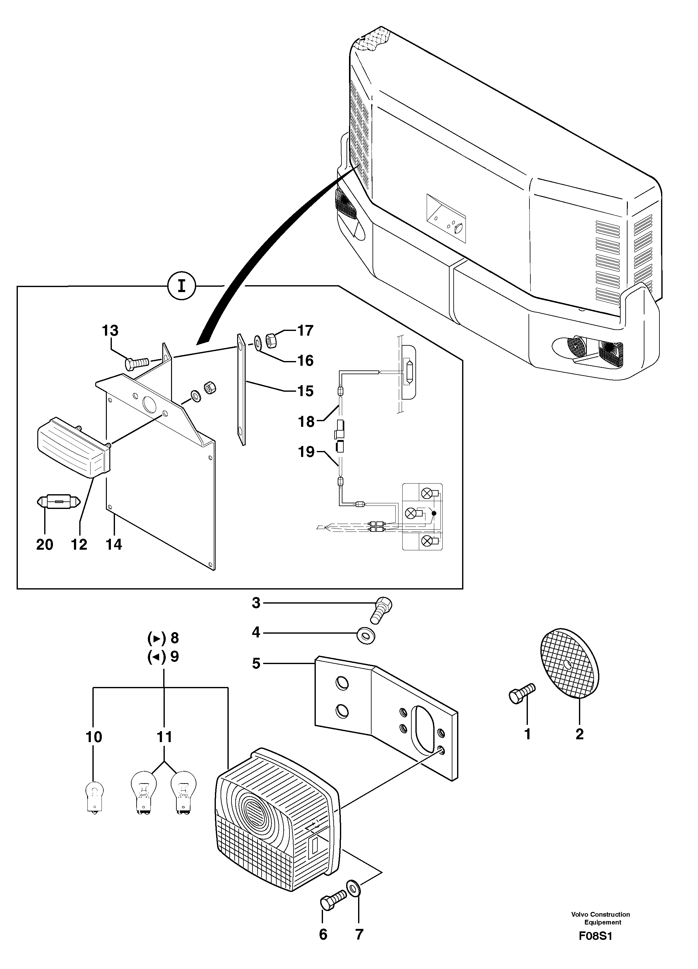 Схема запчастей Volvo EW50 - 54444 Rear signal light EW50 TYPE 256