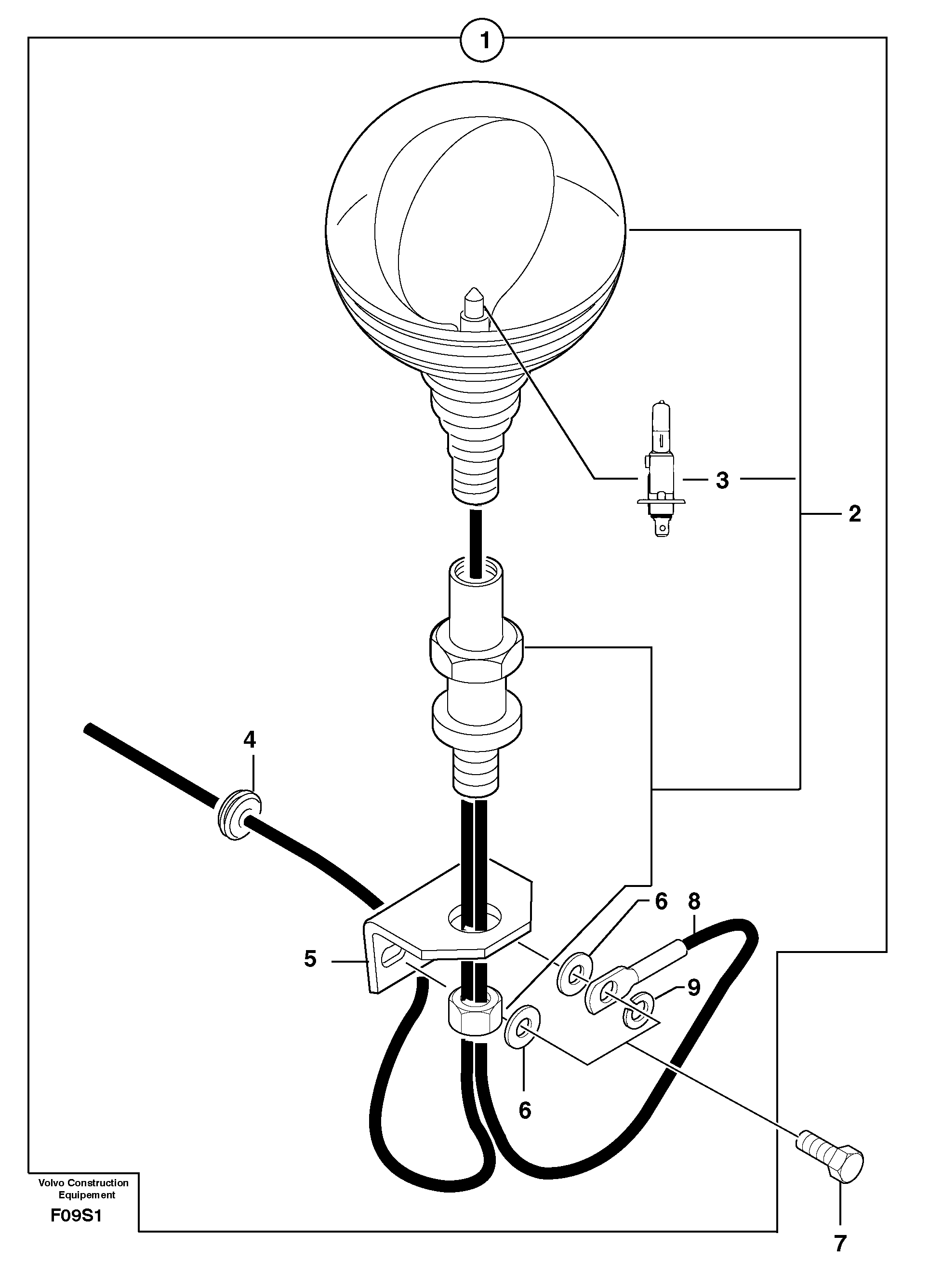 Схема запчастей Volvo EW50 - 10790 Flashing light on cab EW50 TYPE 256