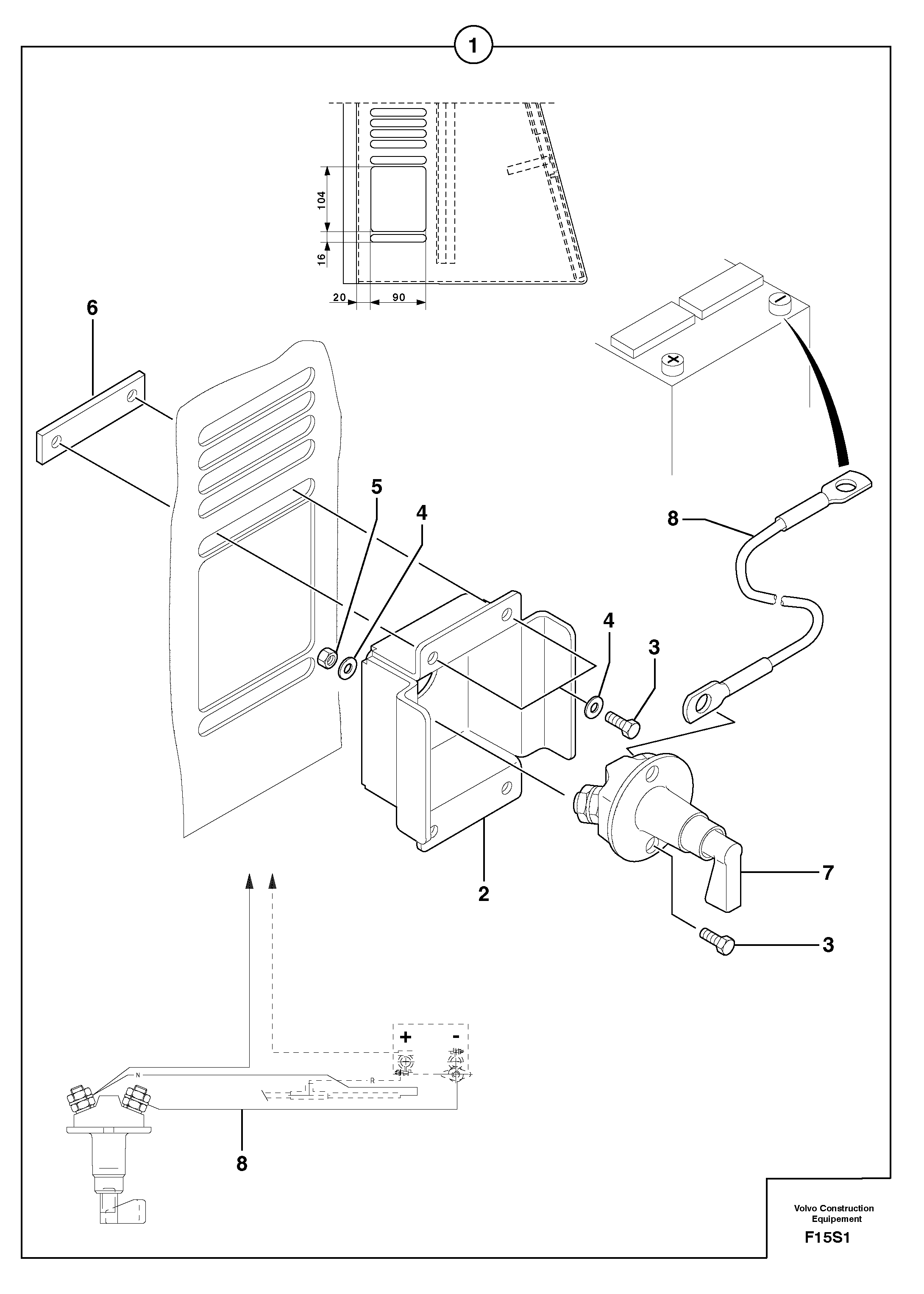 Схема запчастей Volvo EW50 - 102732 Battery cut-out EW50 TYPE 256