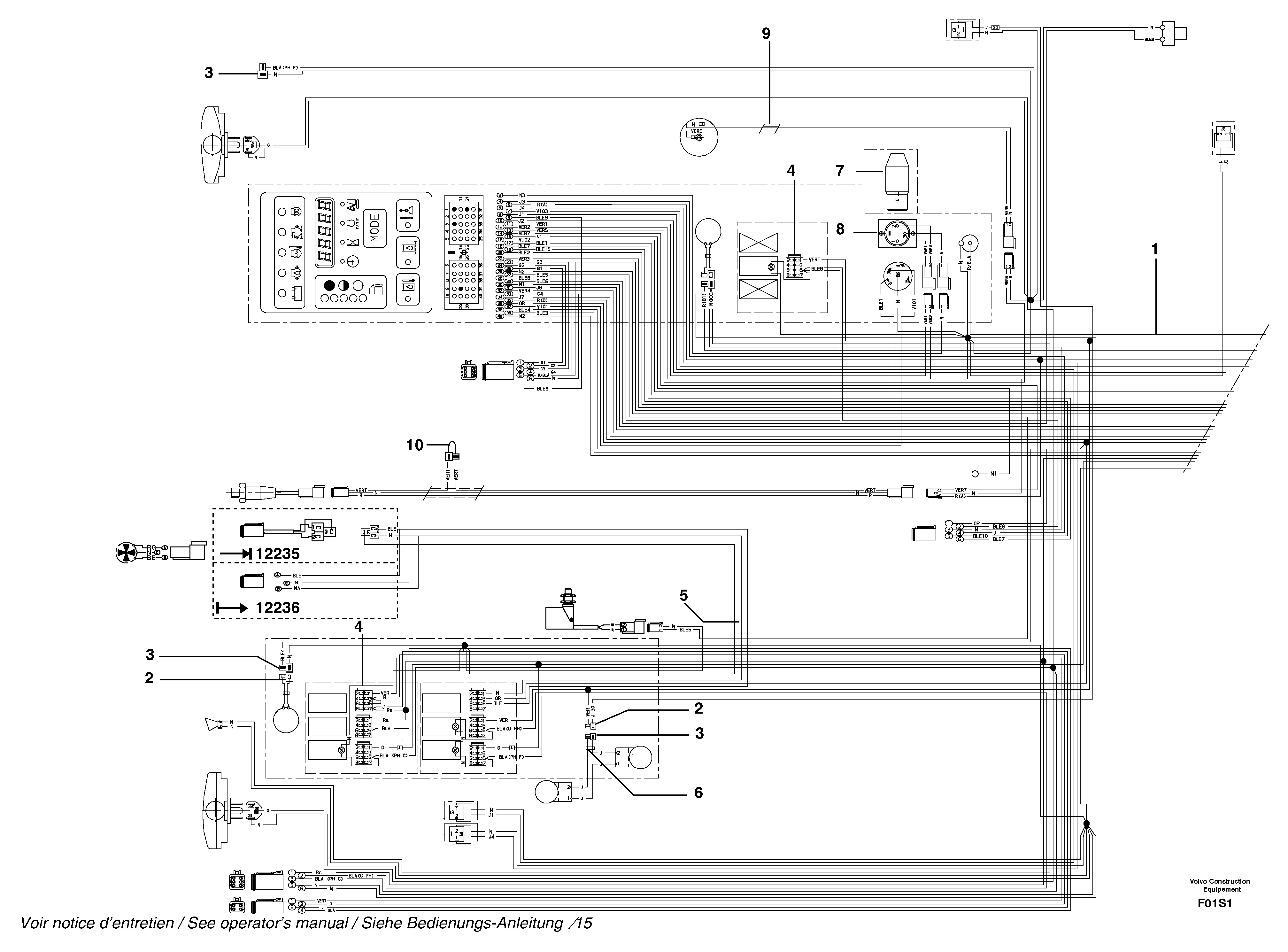 Схема запчастей Volvo EW50 - 10793 Electrical system ( front ) EW50 TYPE 256