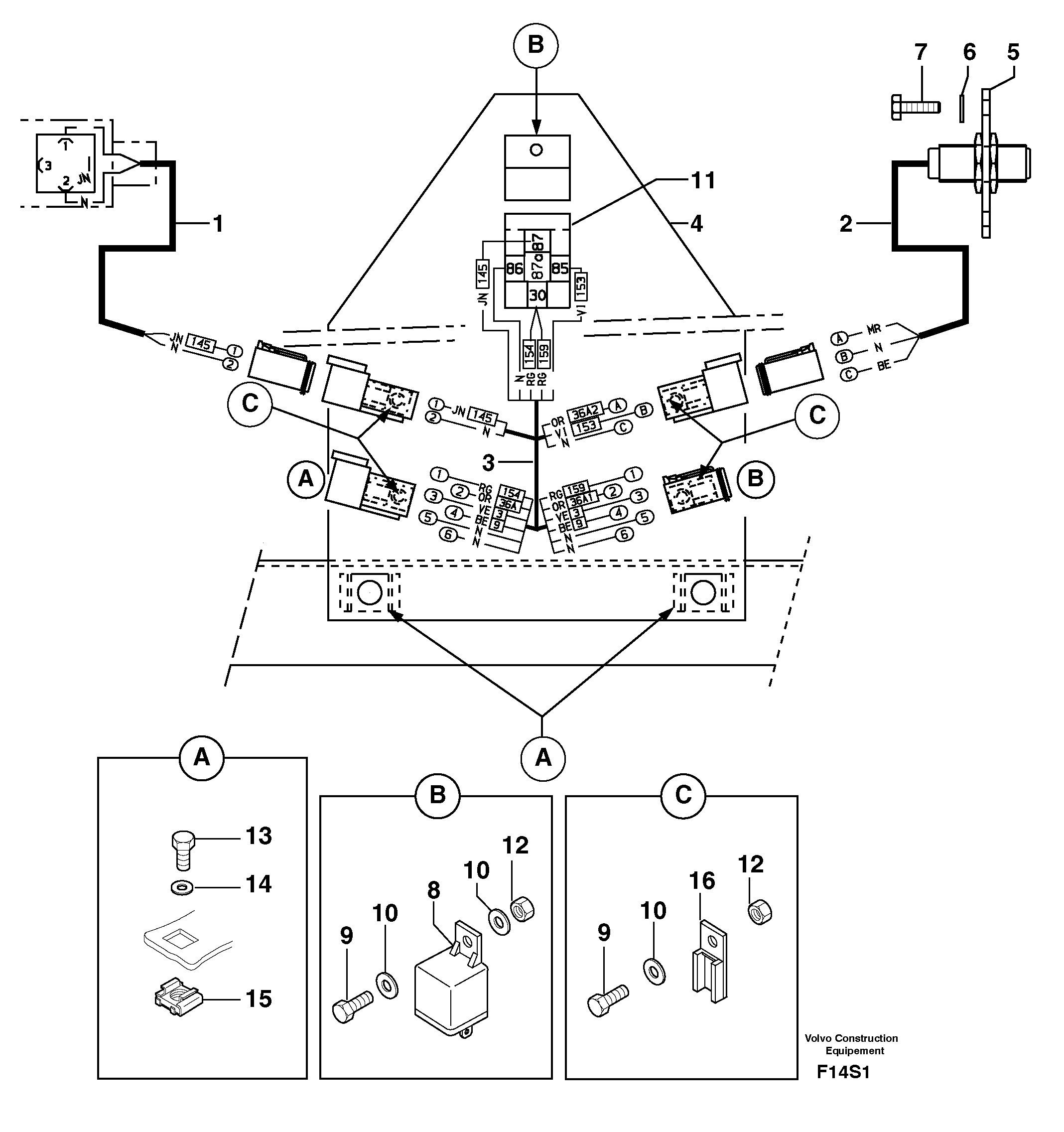 Схема запчастей Volvo EW50 - 12231 Electrical system / steering reversing EW50 TYPE 256