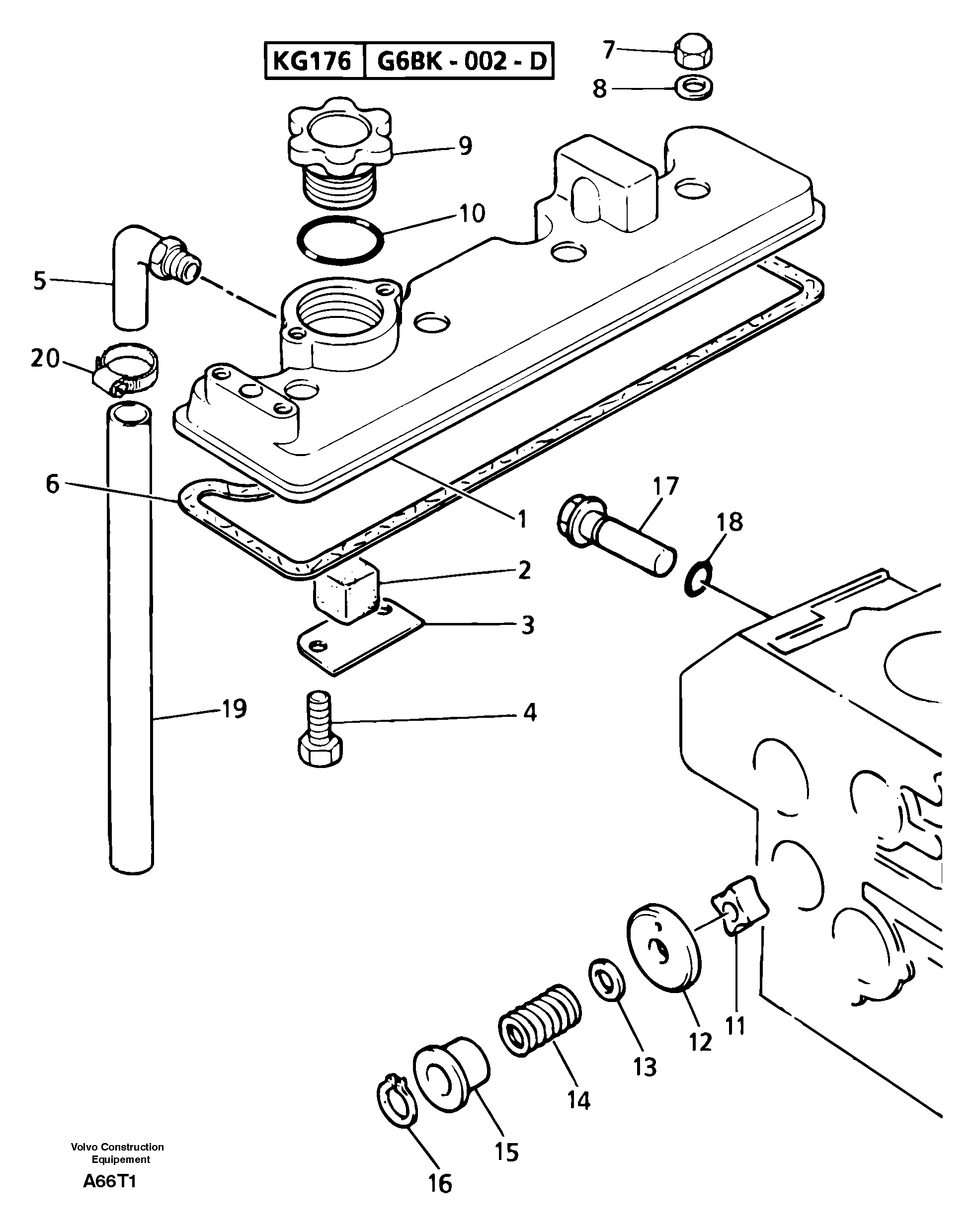 Схема запчастей Volvo EW50 - 15005 Lubrication oil filler and breather EW50VV TYPE 256