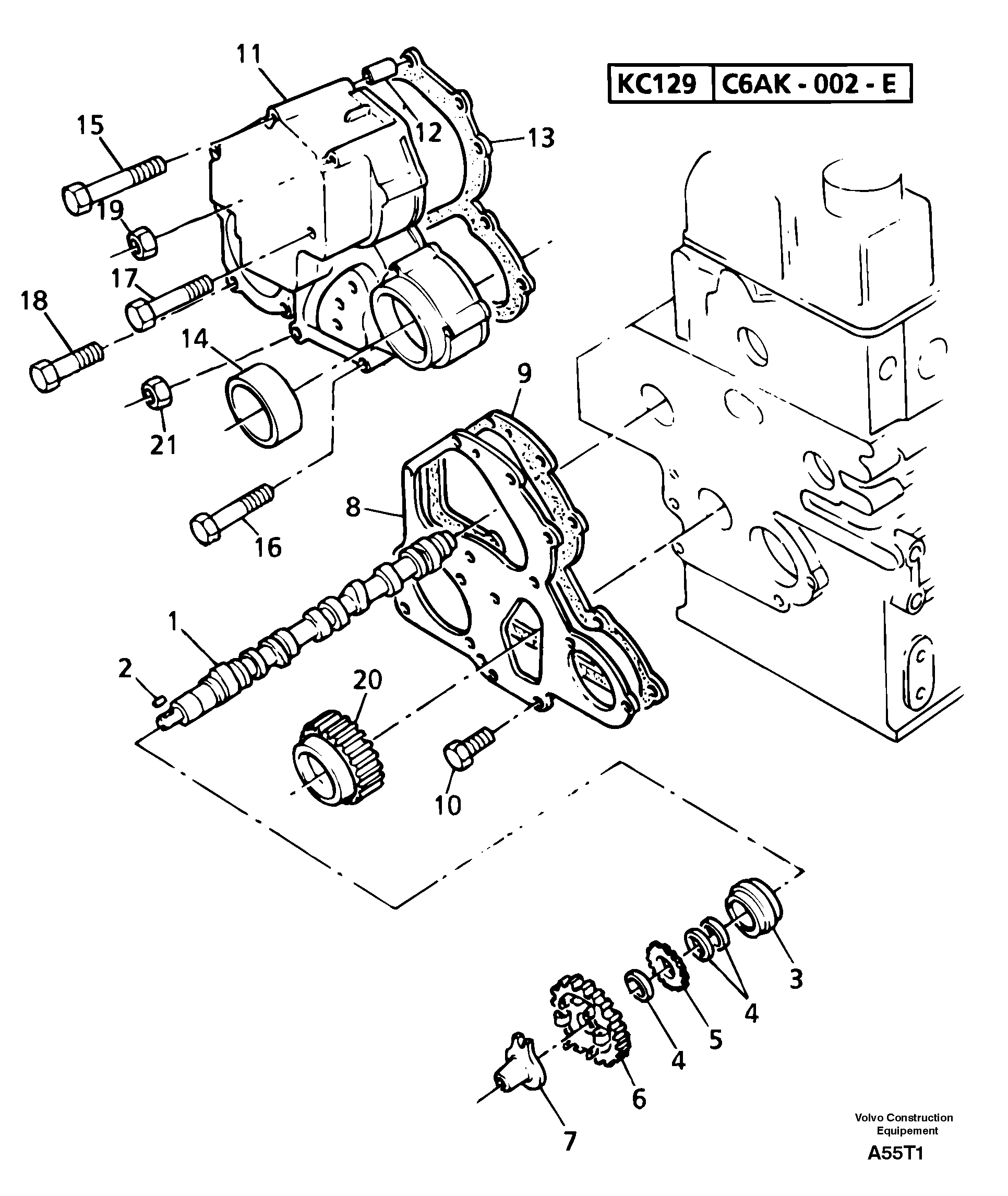 Схема запчастей Volvo EW50 - 15280 Timing gear and camshaft EW50VV TYPE 256