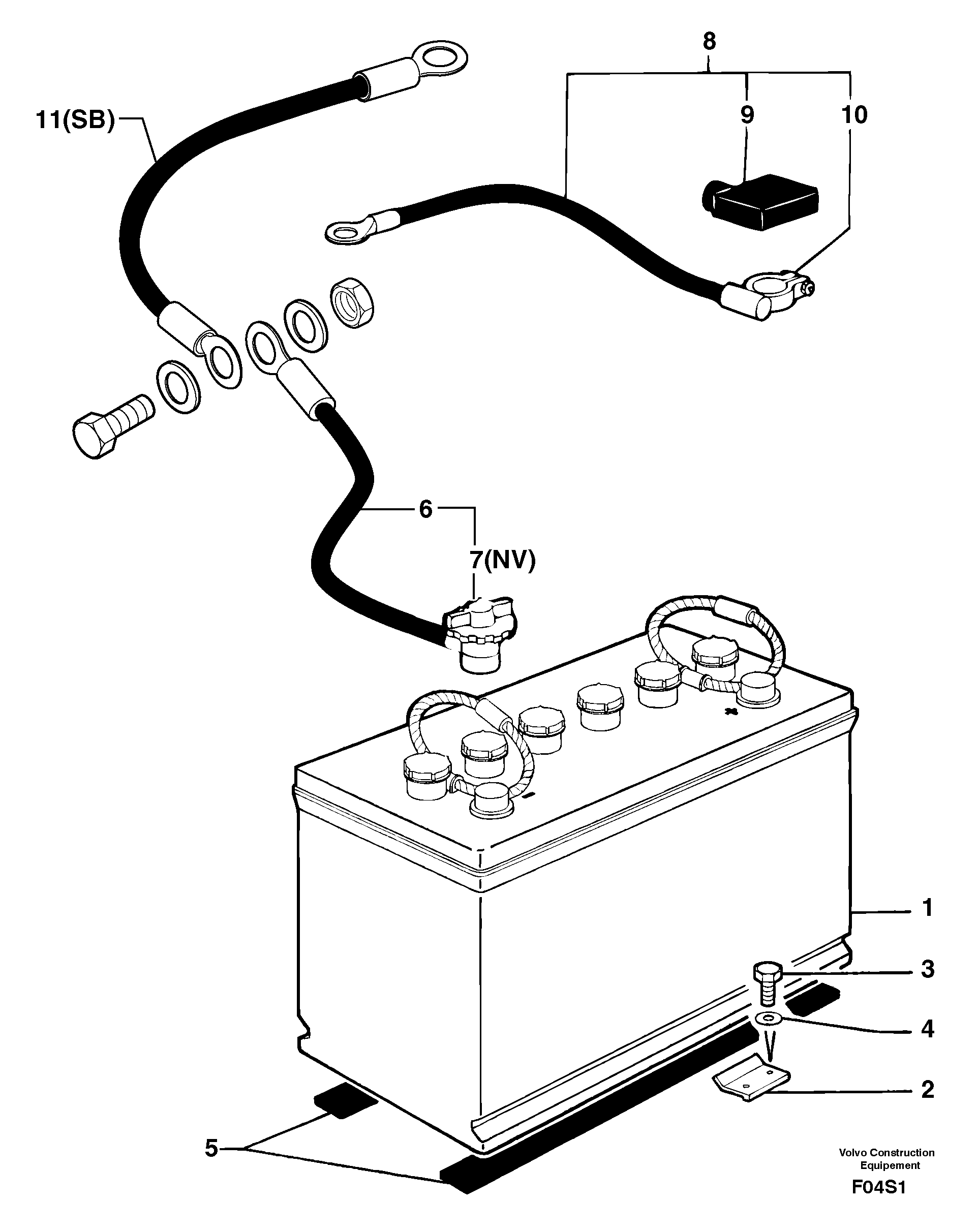 Схема запчастей Volvo EW50 - 76185 Battery installation EW50 TYPE 256