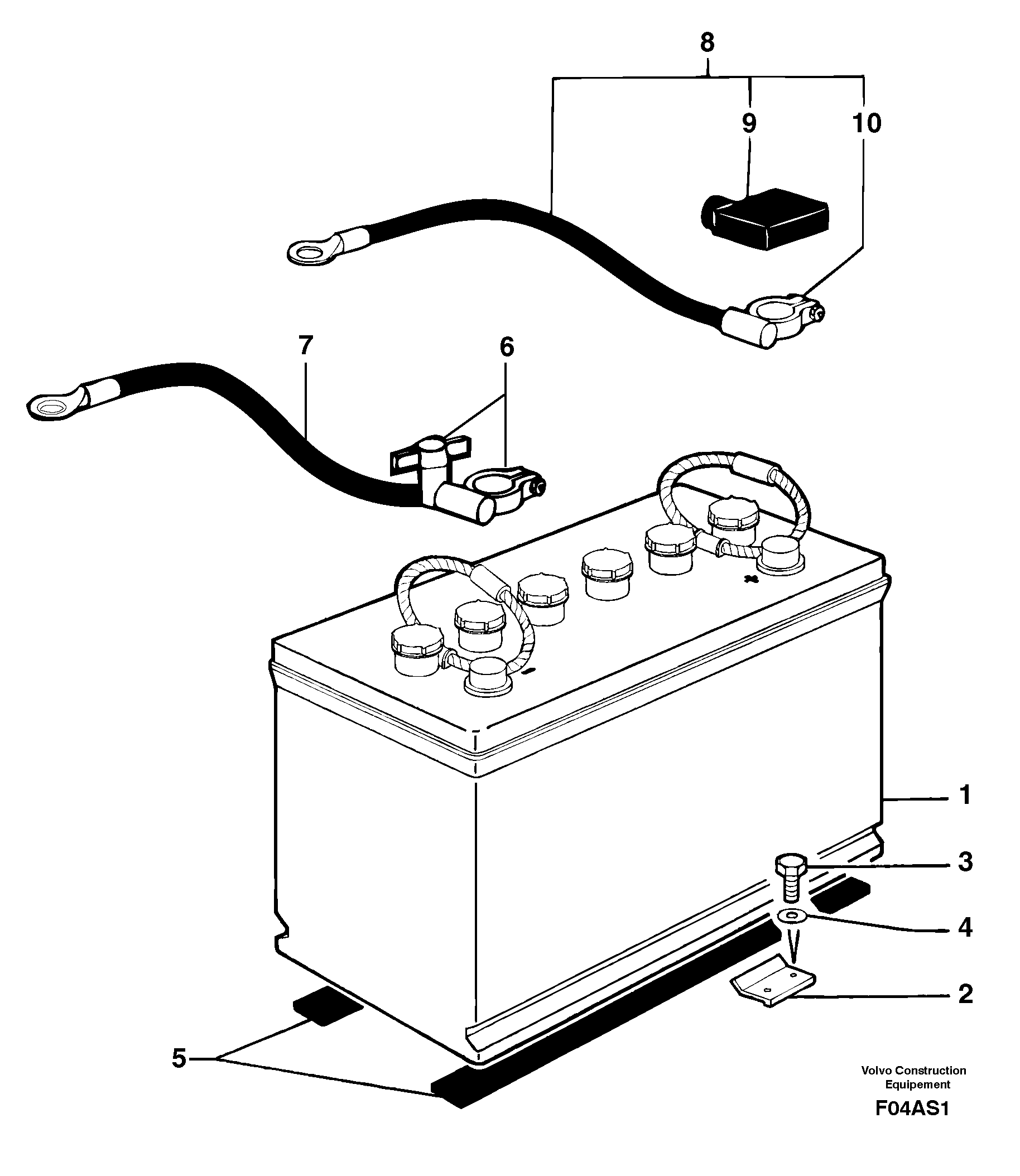 Схема запчастей Volvo EW50 - 80756 Battery installation EW50 TYPE 256