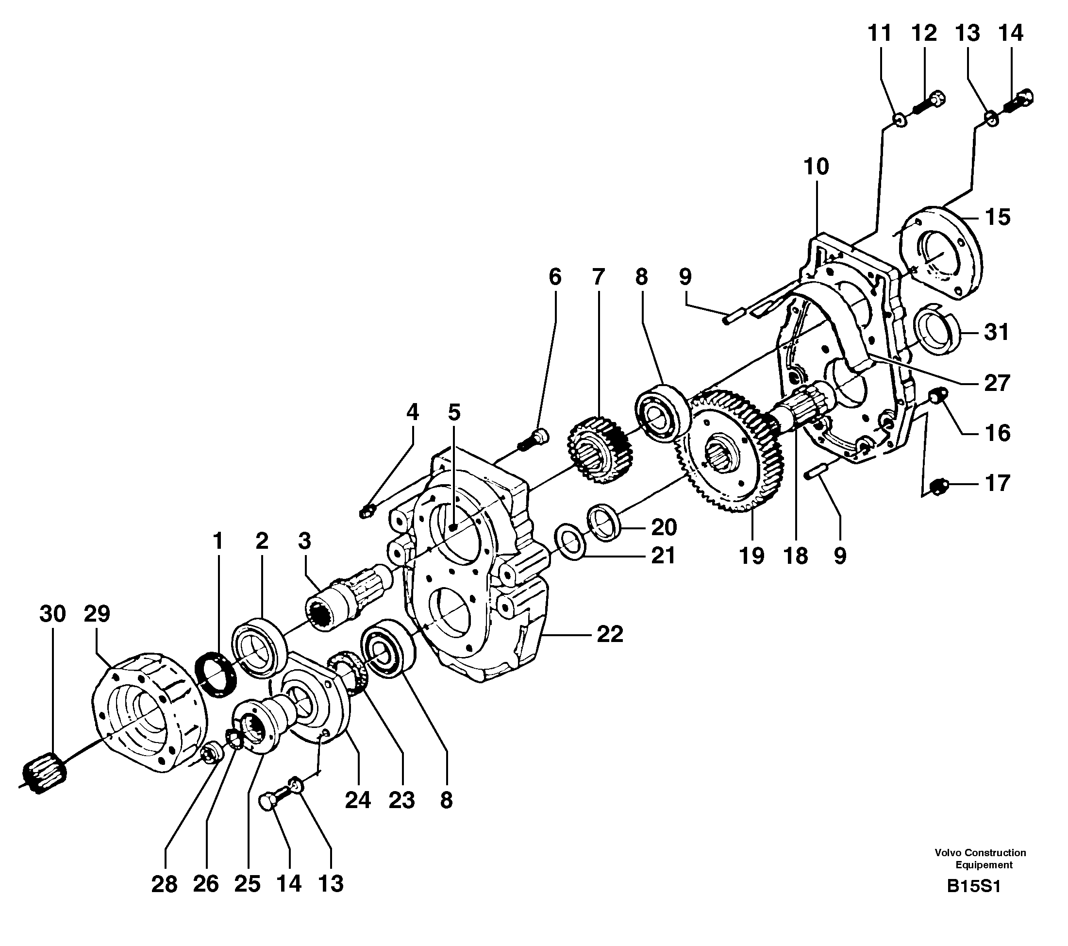 Схема запчастей Volvo EW50 - 12237 Rear axle ( 1660 ) : transfer case EW50 TYPE 256