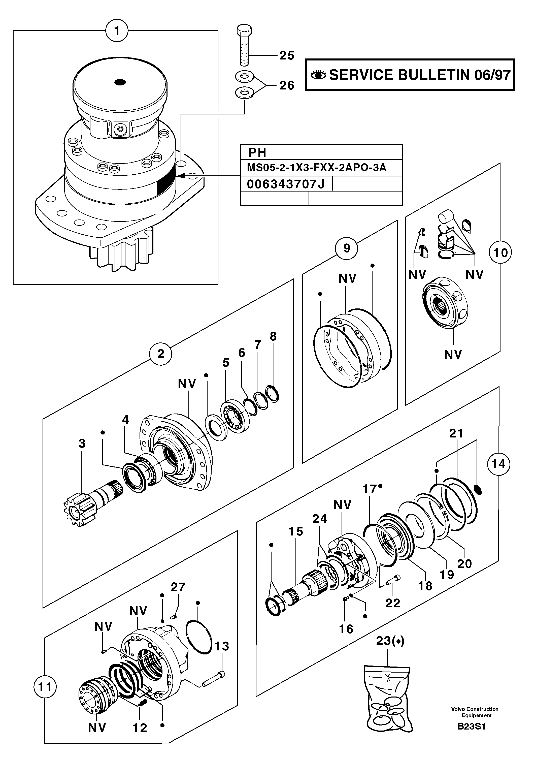 Схема запчастей Volvo EW50 - 102465 Slewing gear motor EW50 TYPE 256
