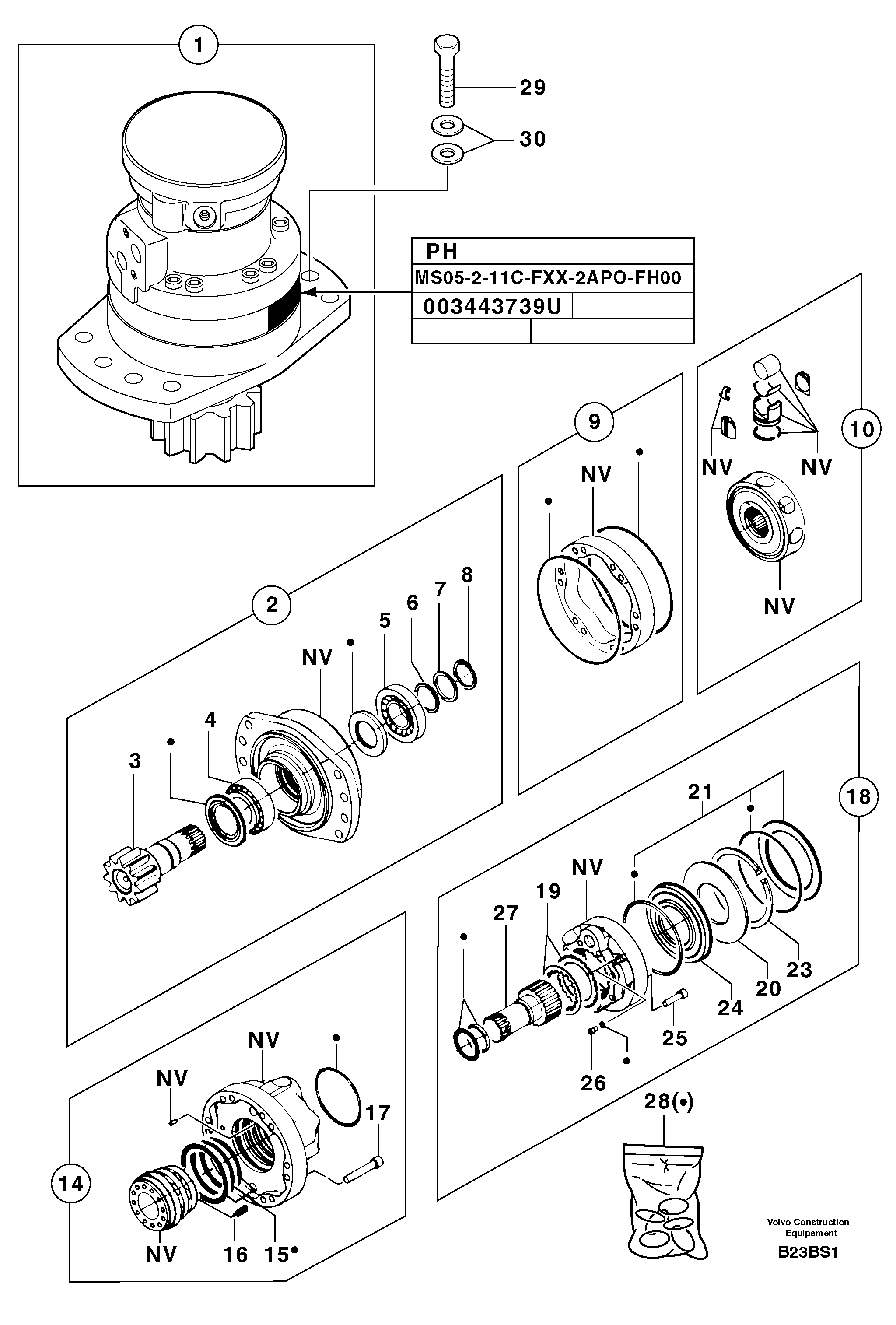 Схема запчастей Volvo EW50 - 49549 Slewing gear motor EW50 TYPE 256