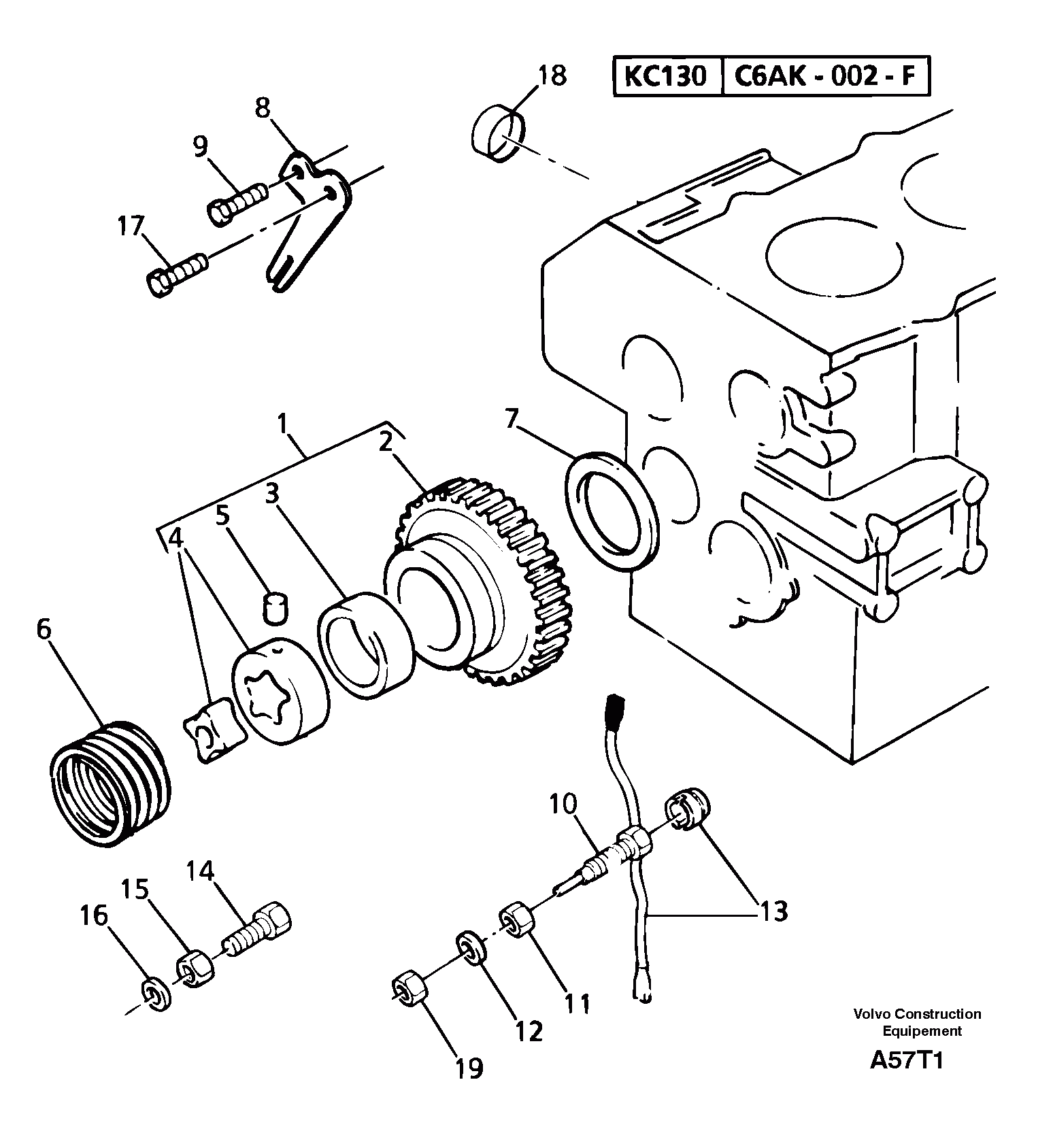 Схема запчастей Volvo EW50 - 24728 Lubrication oil pump and discharge valve EW50VV TYPE 256