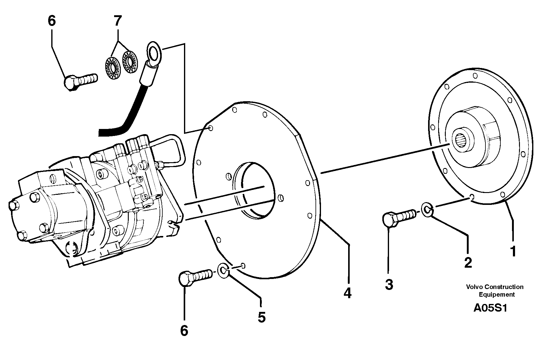 Схема запчастей Volvo EW50 - 55286 Engine coupling / hydraulic pump EW50 TYPE 256
