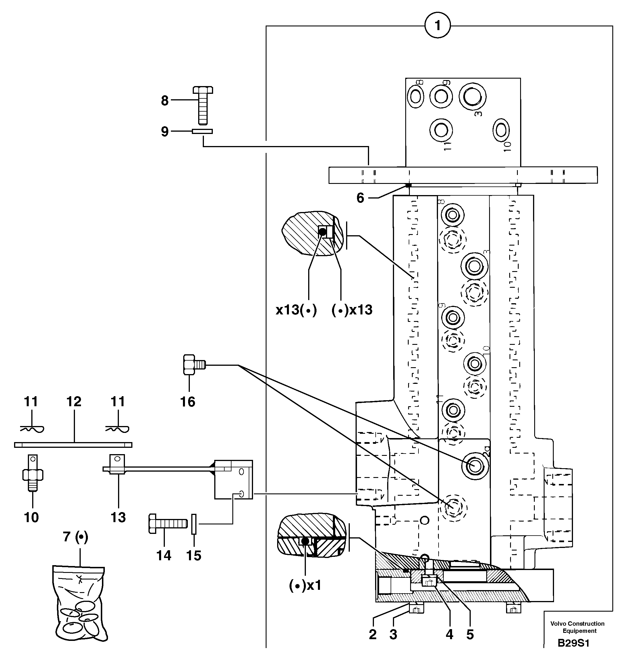 Схема запчастей Volvo EW50 - 12249 Swivel joint EW50 TYPE 256