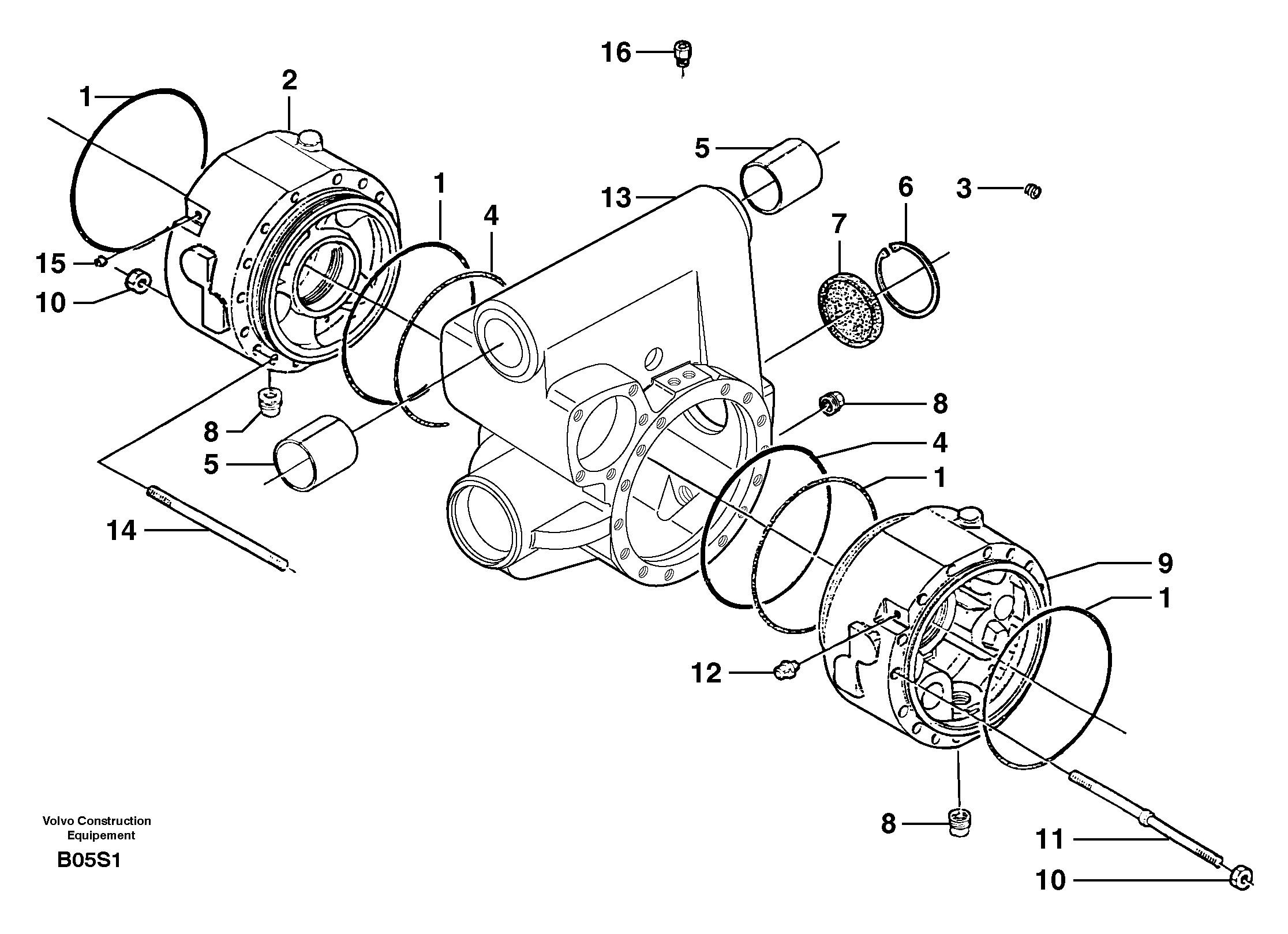 Схема запчастей Volvo EW50 - 12251 Front axle ( 1660 ) : sump EW50 TYPE 256