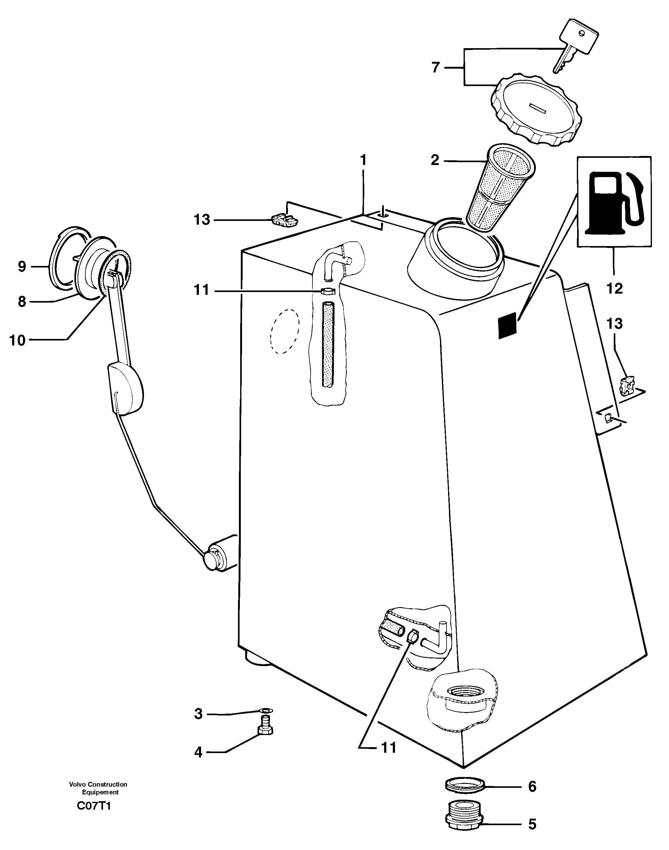 Схема запчастей Volvo EW50 - 24749 Gas-oil tank EW50VV TYPE 256