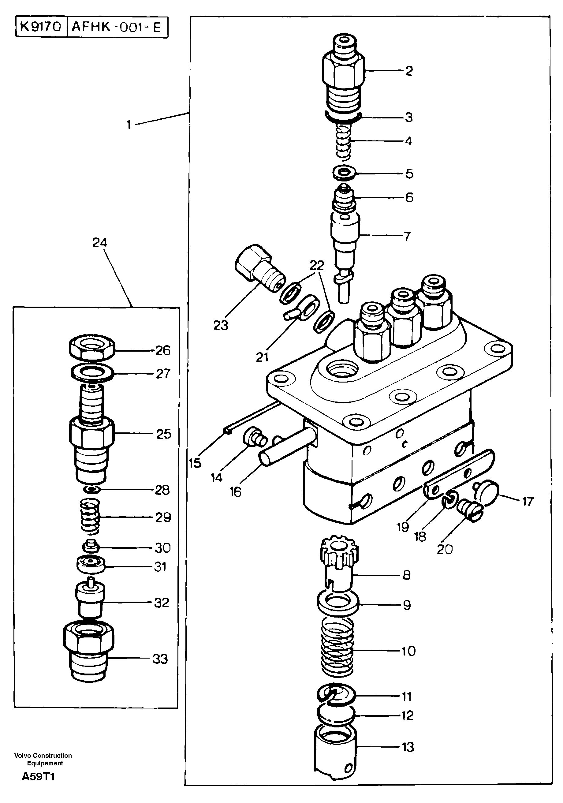 Схема запчастей Volvo EW50 - 24750 Injection pump / injector EW50VV TYPE 256