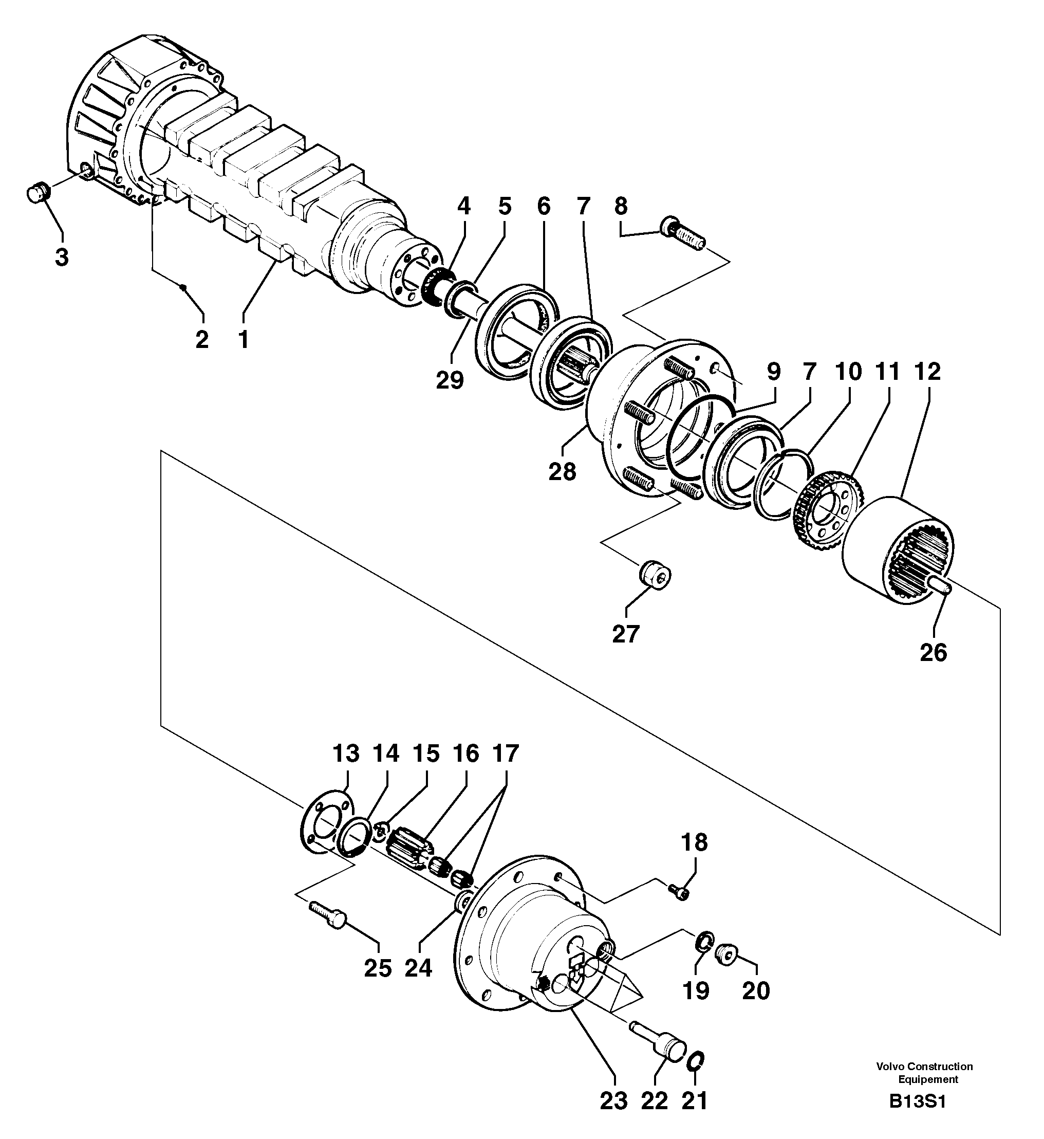 Схема запчастей Volvo EW50 - 12254 Rear axle ( 1660 ) : axle EW50 TYPE 256
