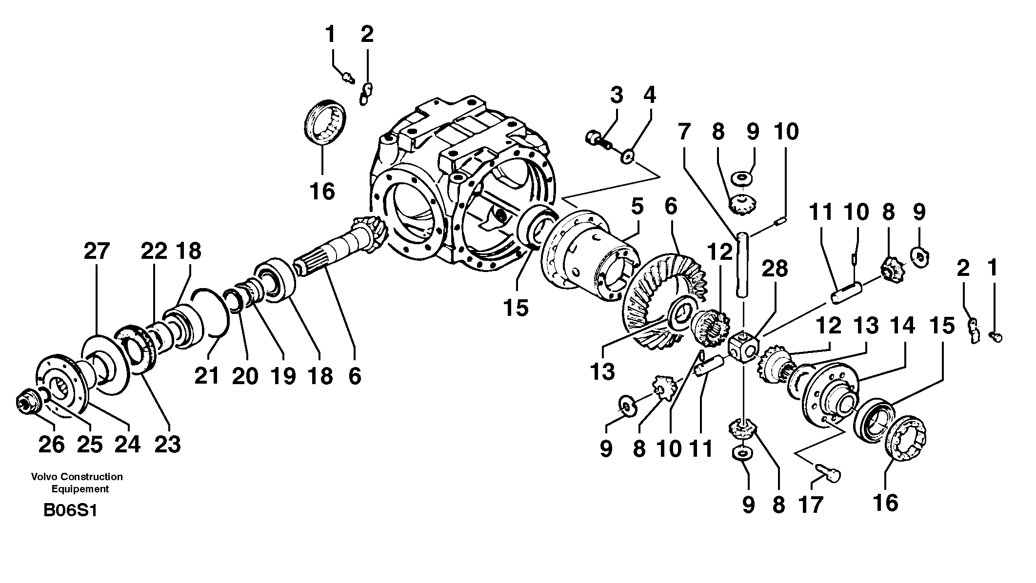 Схема запчастей Volvo EW50 - 12255 Дифференциал переднего моста (1660) EW50 TYPE 256