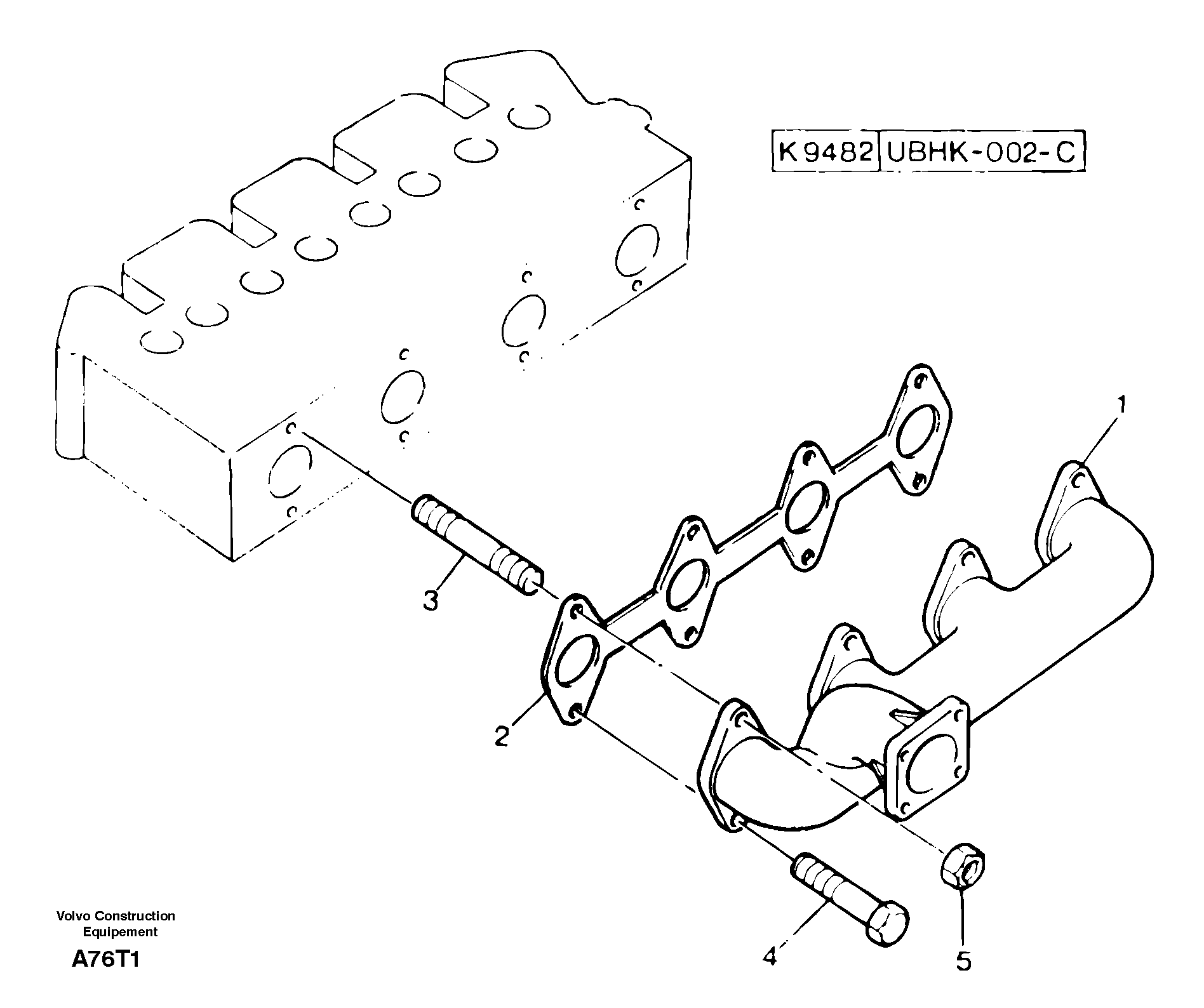 Схема запчастей Volvo EW50 - 24752 Коллектор (труба) выпускной EW50VV TYPE 256