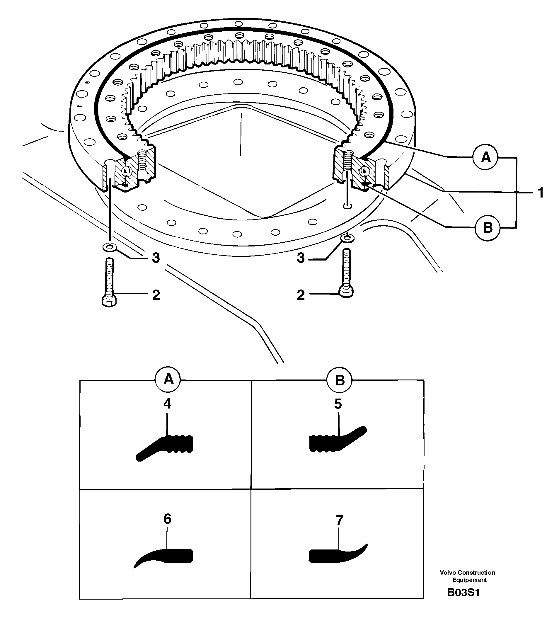 Схема запчастей Volvo EW50 - 12257 Slewing ring EW50 TYPE 256