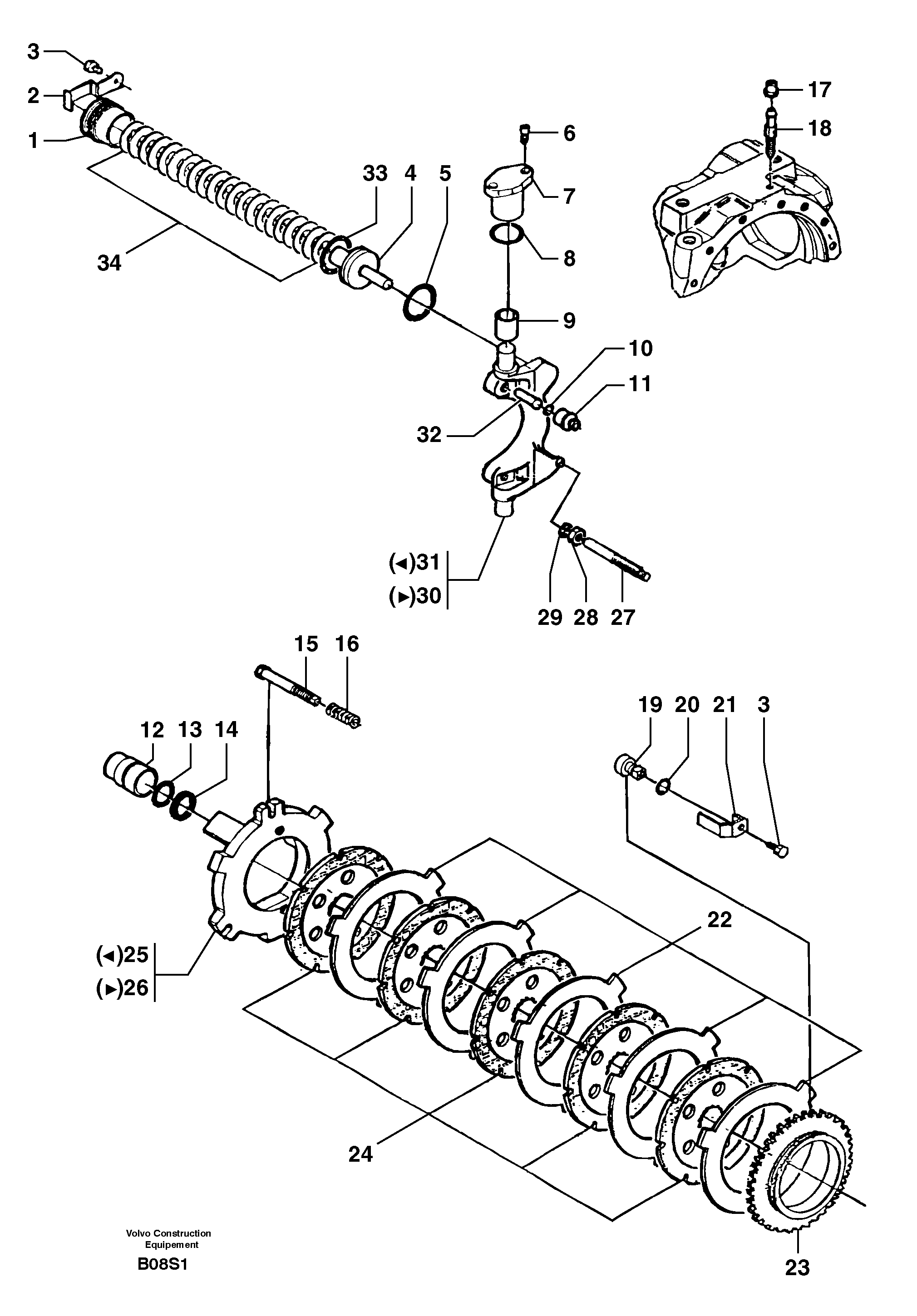 Схема запчастей Volvo EW50 - 57452 Тормоза переднего моста (1660) EW50 TYPE 256