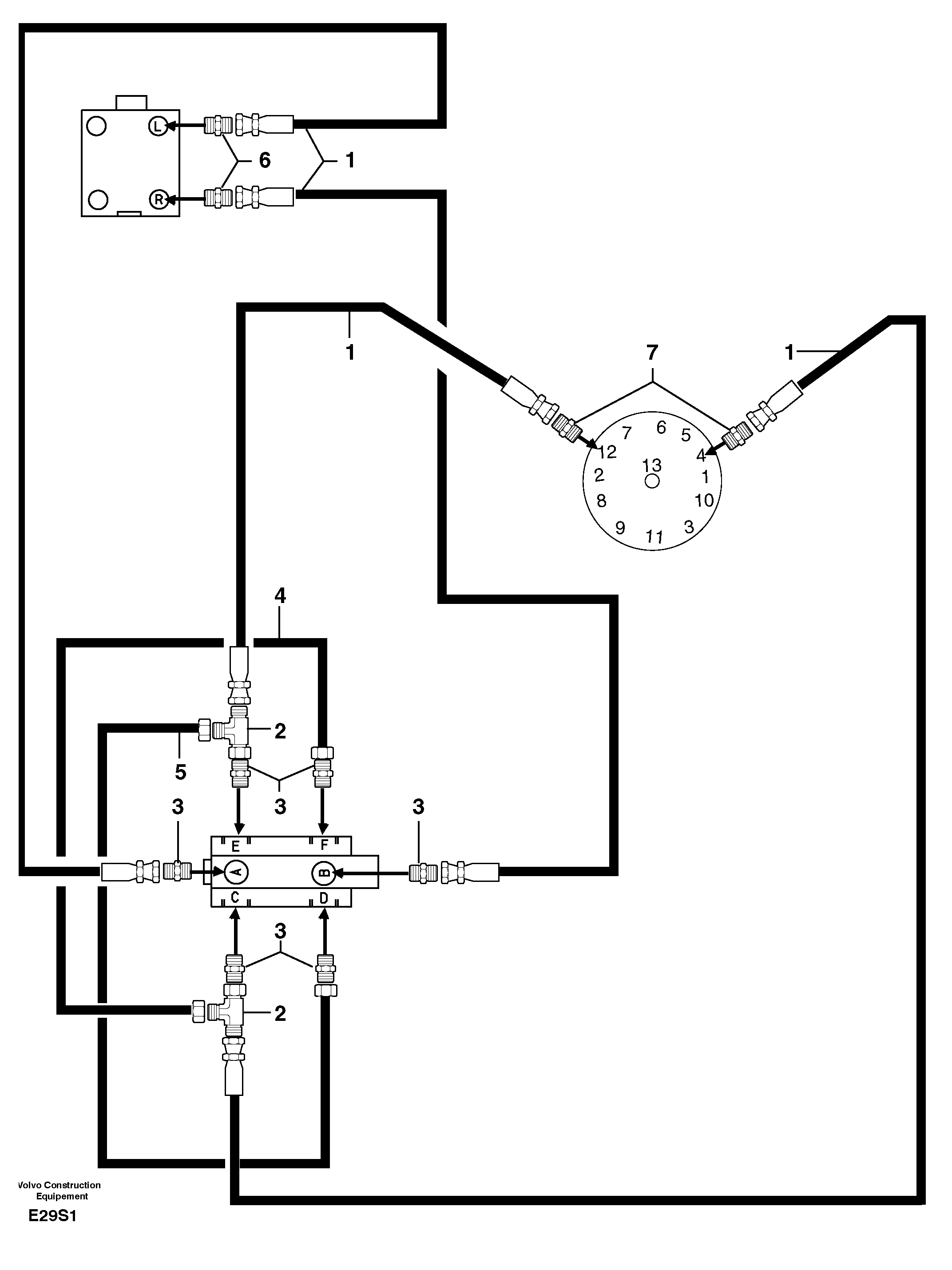 Схема запчастей Volvo EW50 - 12262 Hydraulic circuit / steering reversing EW50 TYPE 256