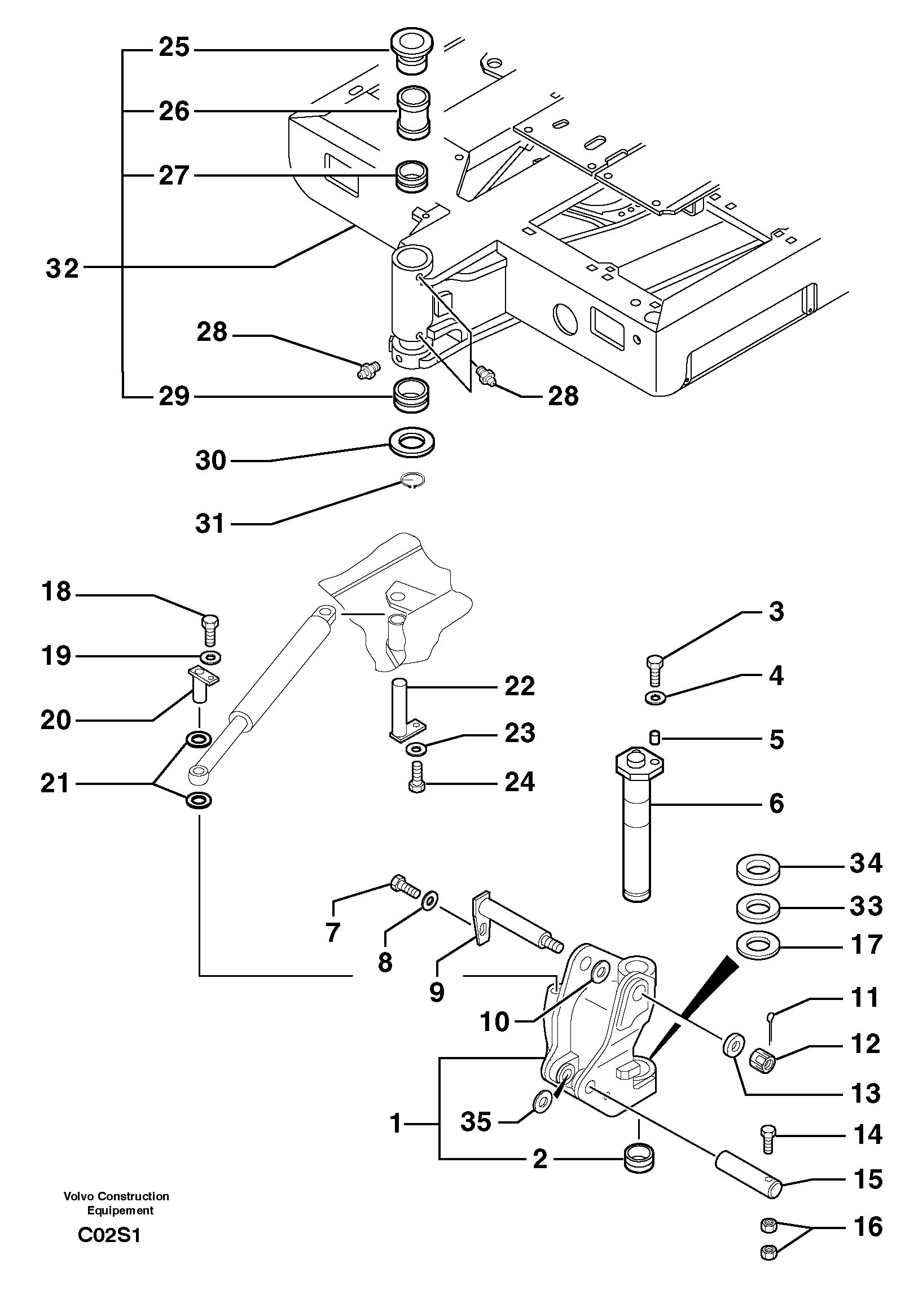 Схема запчастей Volvo EW50 - 39873 Platform / pivot pin EW50 TYPE 256