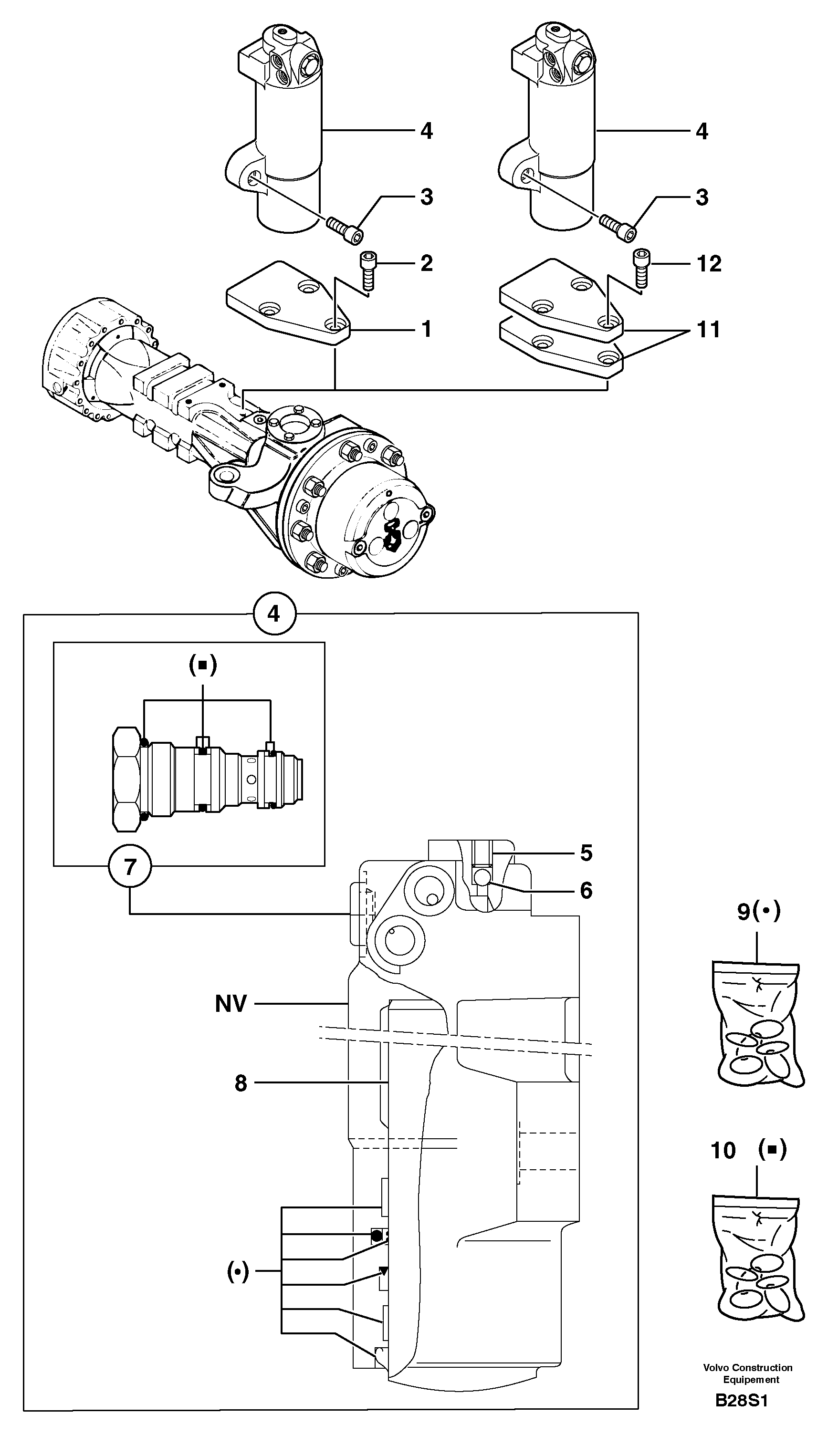 Схема запчастей Volvo EW50 - 12266 Oscillation lock cylinder EW50 TYPE 256