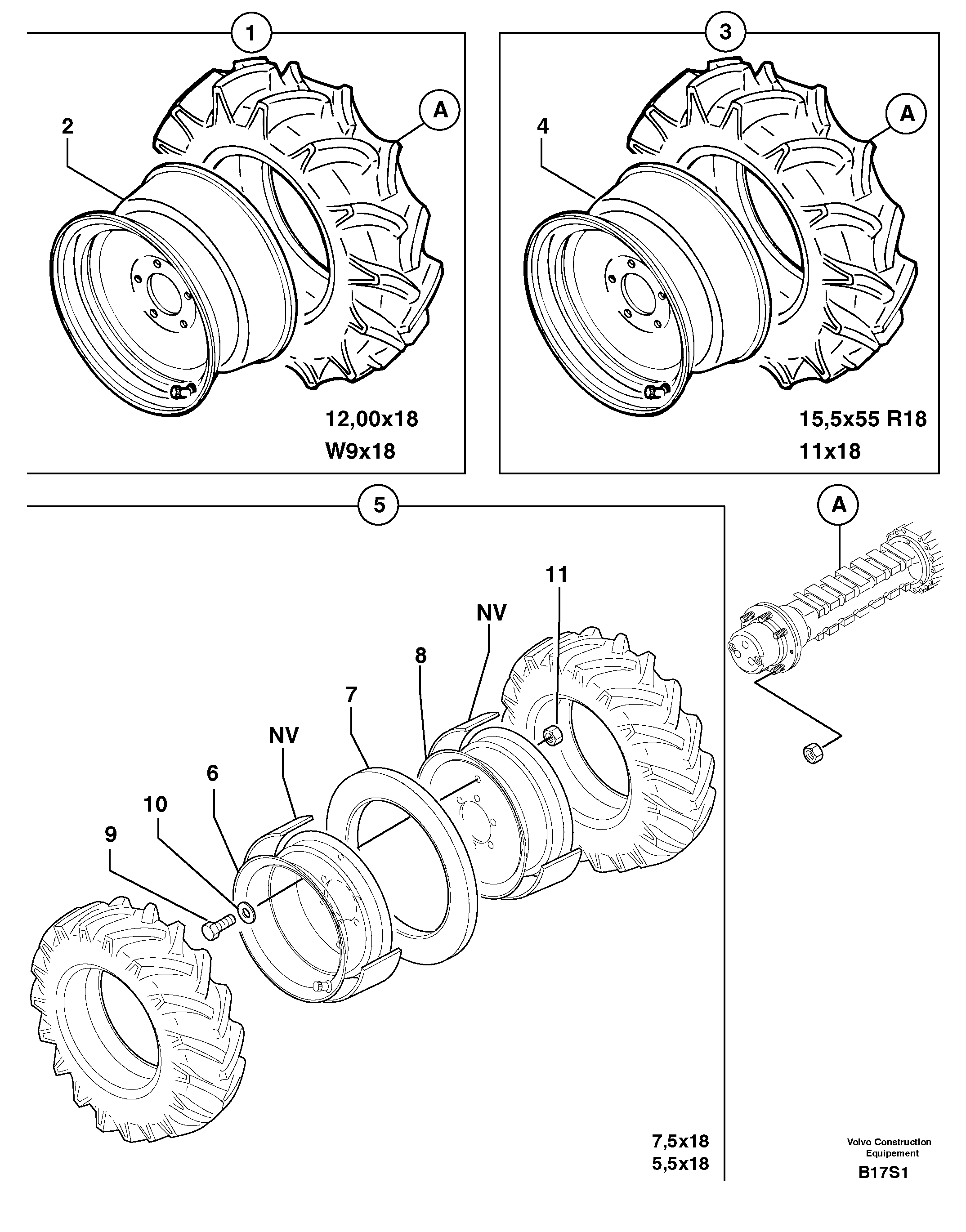 Схема запчастей Volvo EW50 - 12268 Wheels EW50 TYPE 256