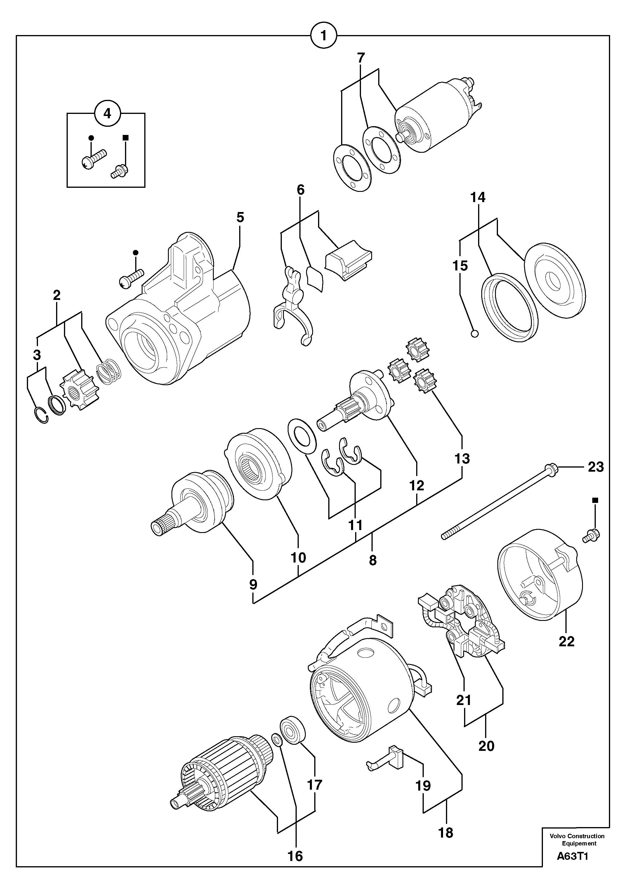 Схема запчастей Volvo EW50 - 102847 Starter motor EW50VV TYPE 256