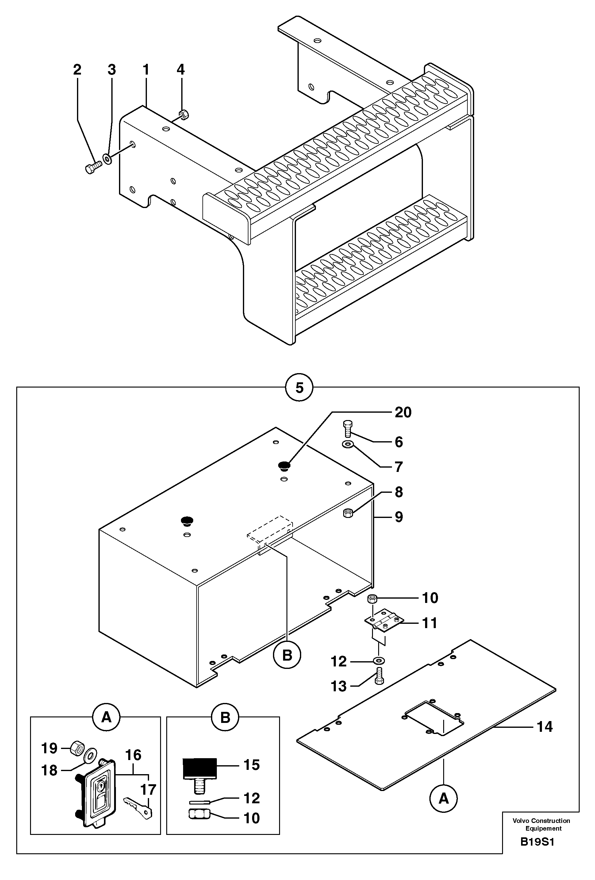 Схема запчастей Volvo EW50 - 7606 Running board / tool box EW50 TYPE 256