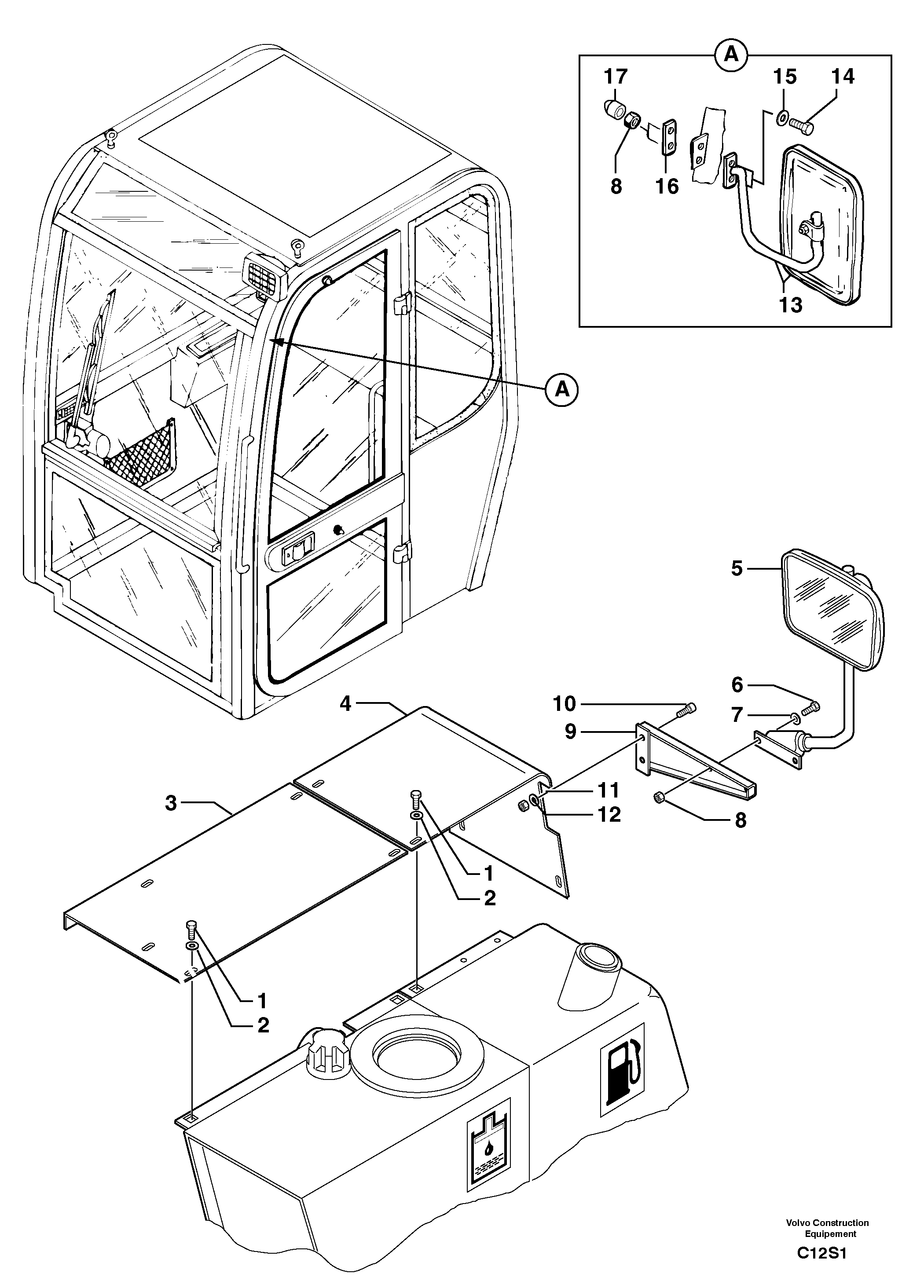 Схема запчастей Volvo EW50 - 7608 Rear-view mirror EW50 TYPE 256
