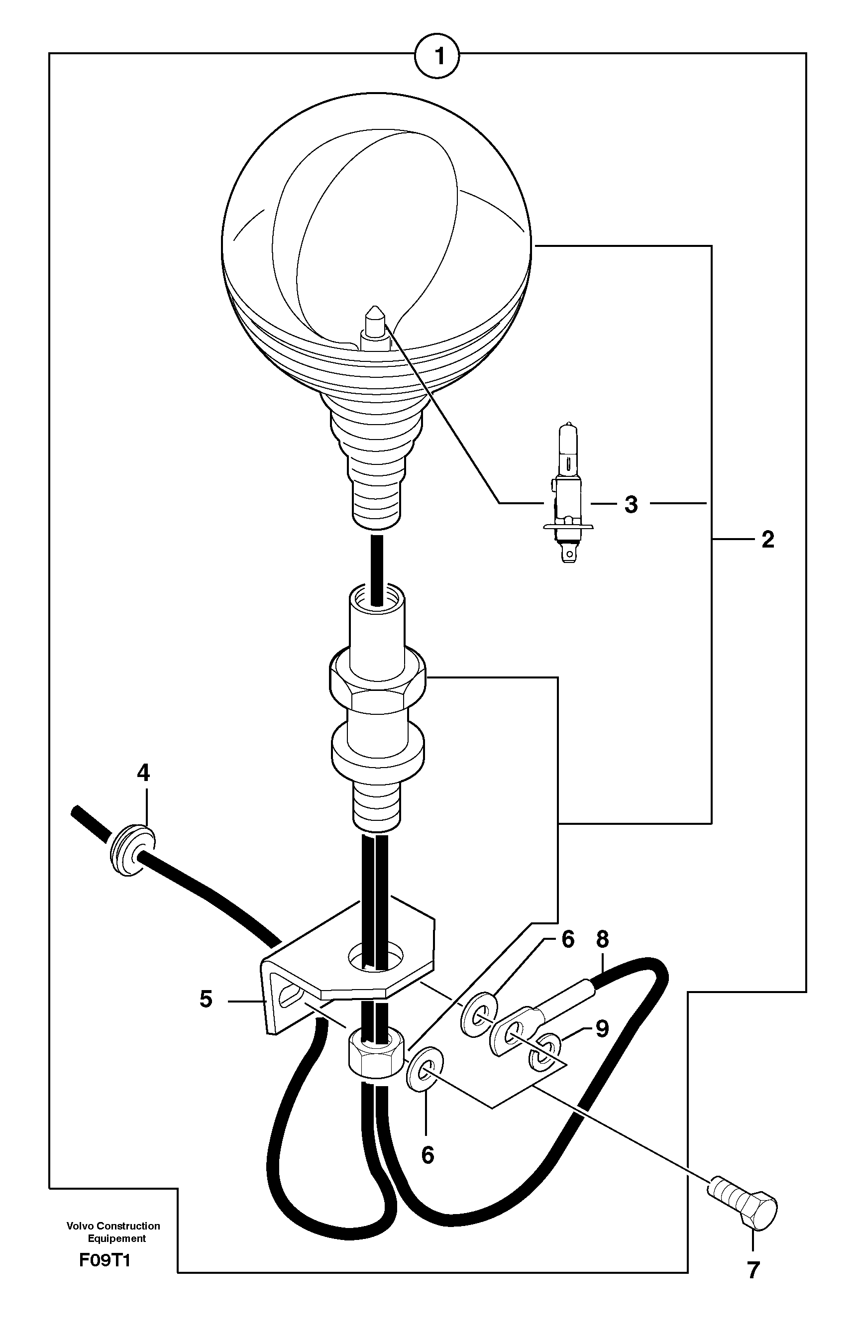 Схема запчастей Volvo EW50 - 31035 Flashing light on cab EW50VV TYPE 256