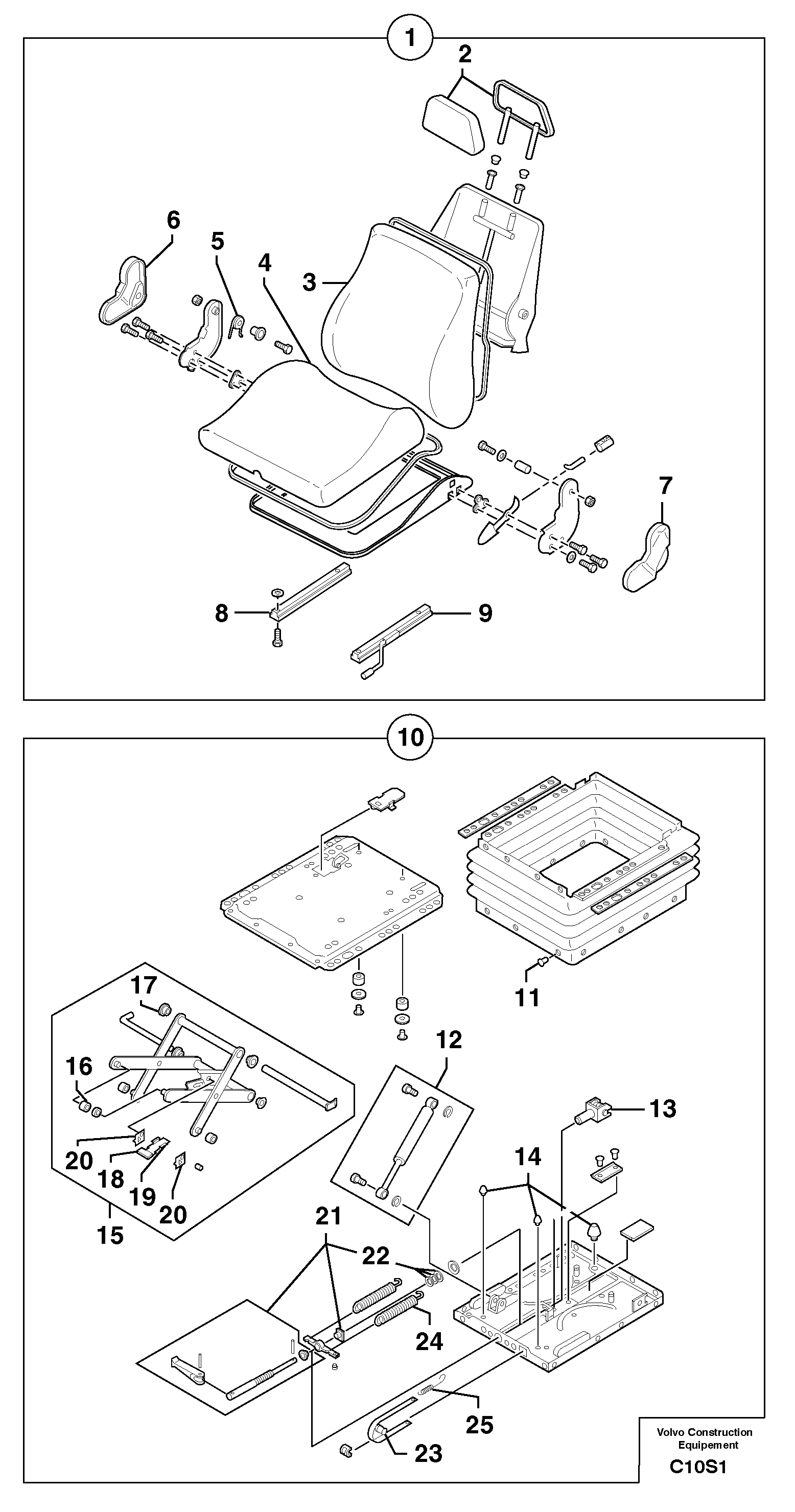 Схема запчастей Volvo EW50 - 8133 Suspended seat EW50 TYPE 256