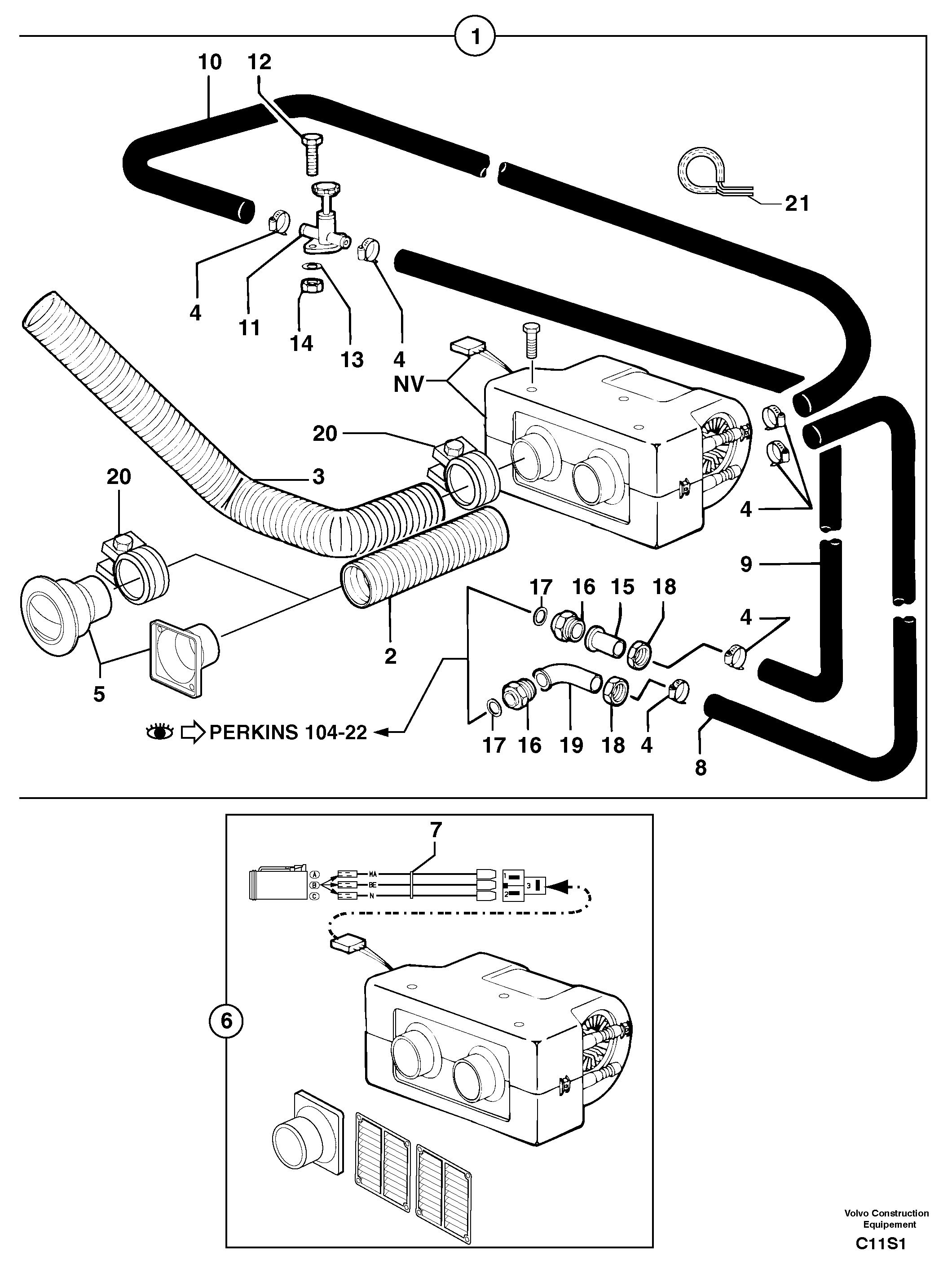 Схема запчастей Volvo EW50 - 105139 Cab heating EW50 TYPE 256