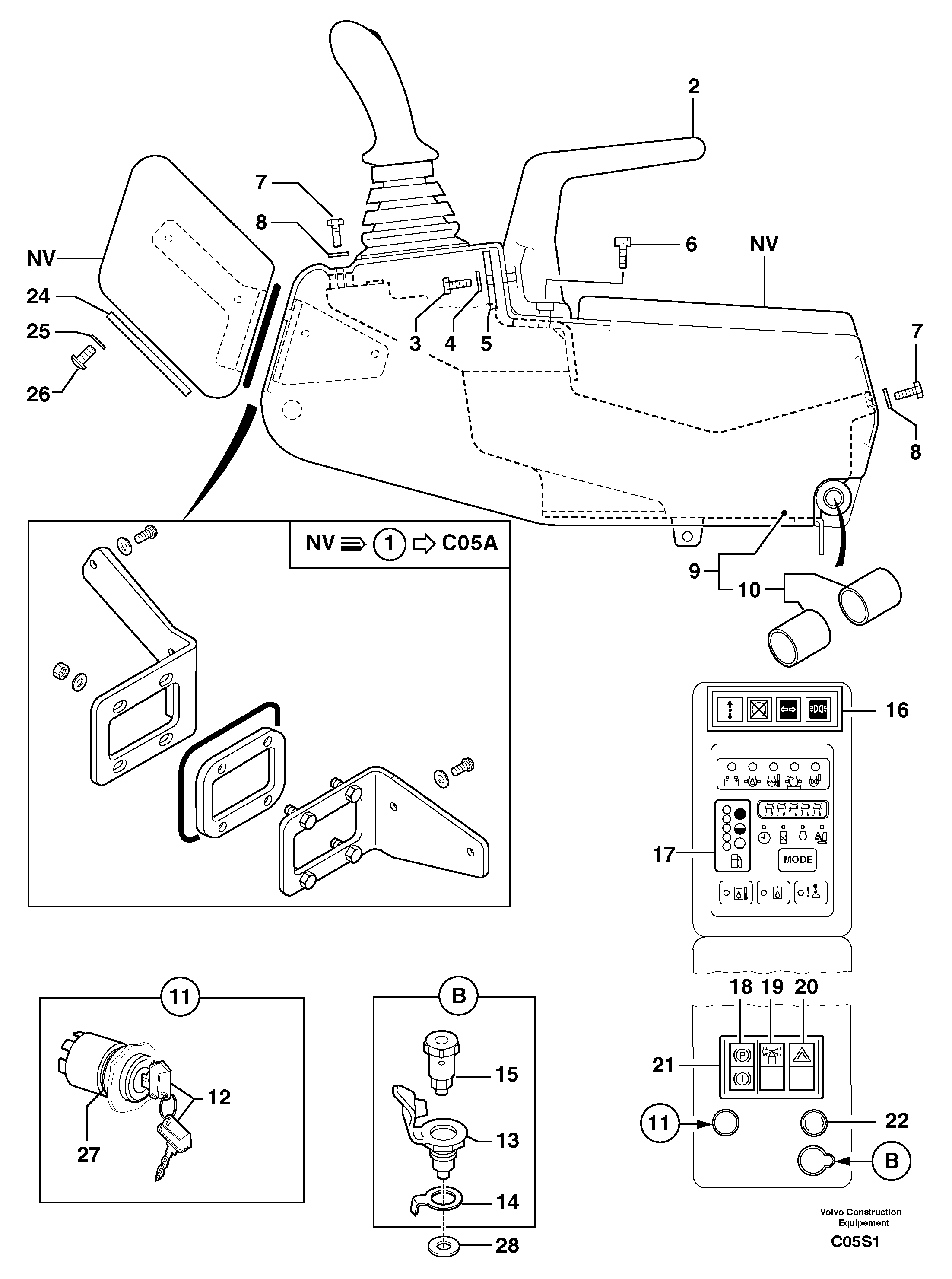 Схема запчастей Volvo EW50 - 103427 Operators station : instrument panel ( right ) EW50 TYPE 256