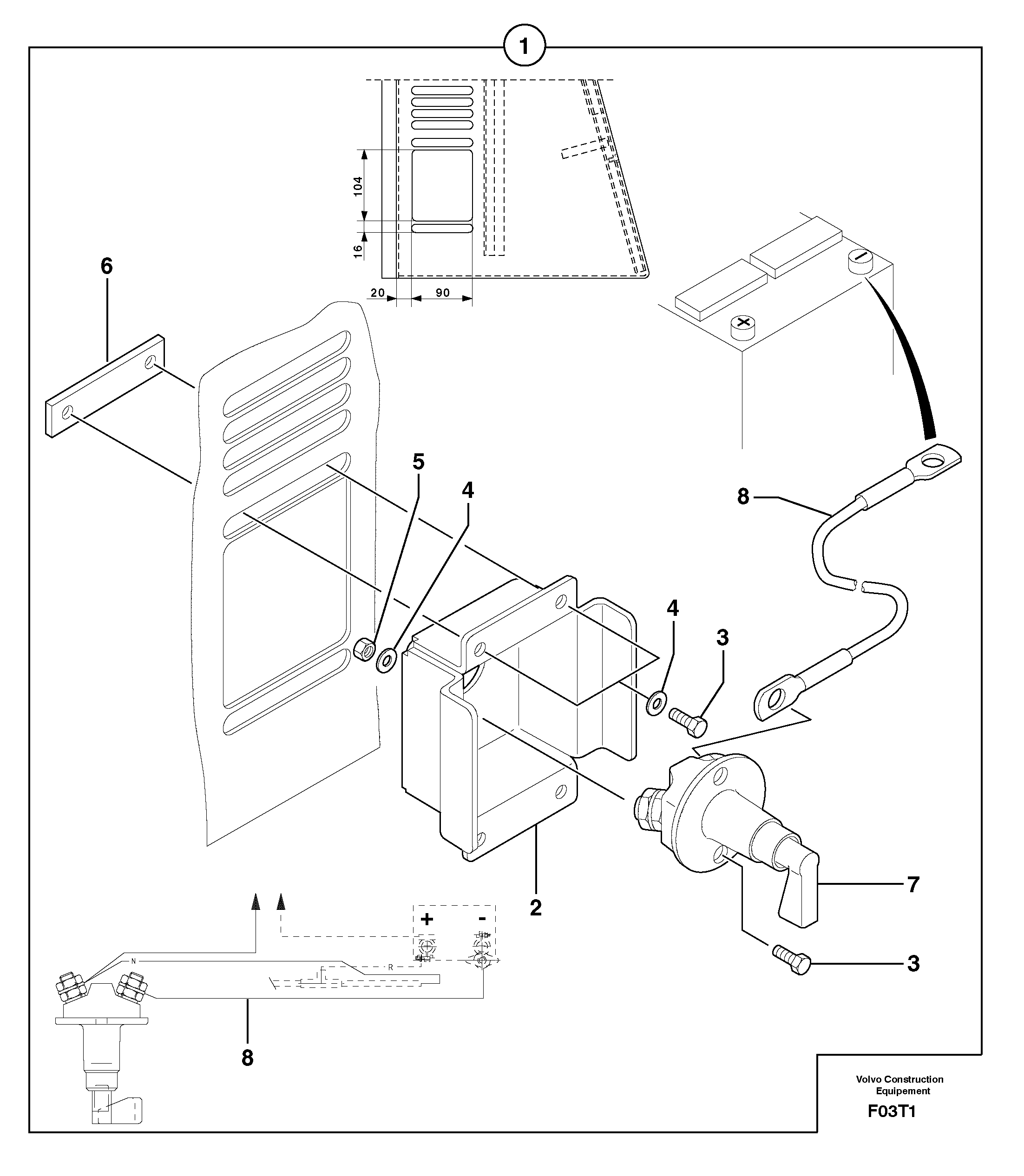 Схема запчастей Volvo EW50 - 97043 Battery cut-out EW50VV TYPE 256