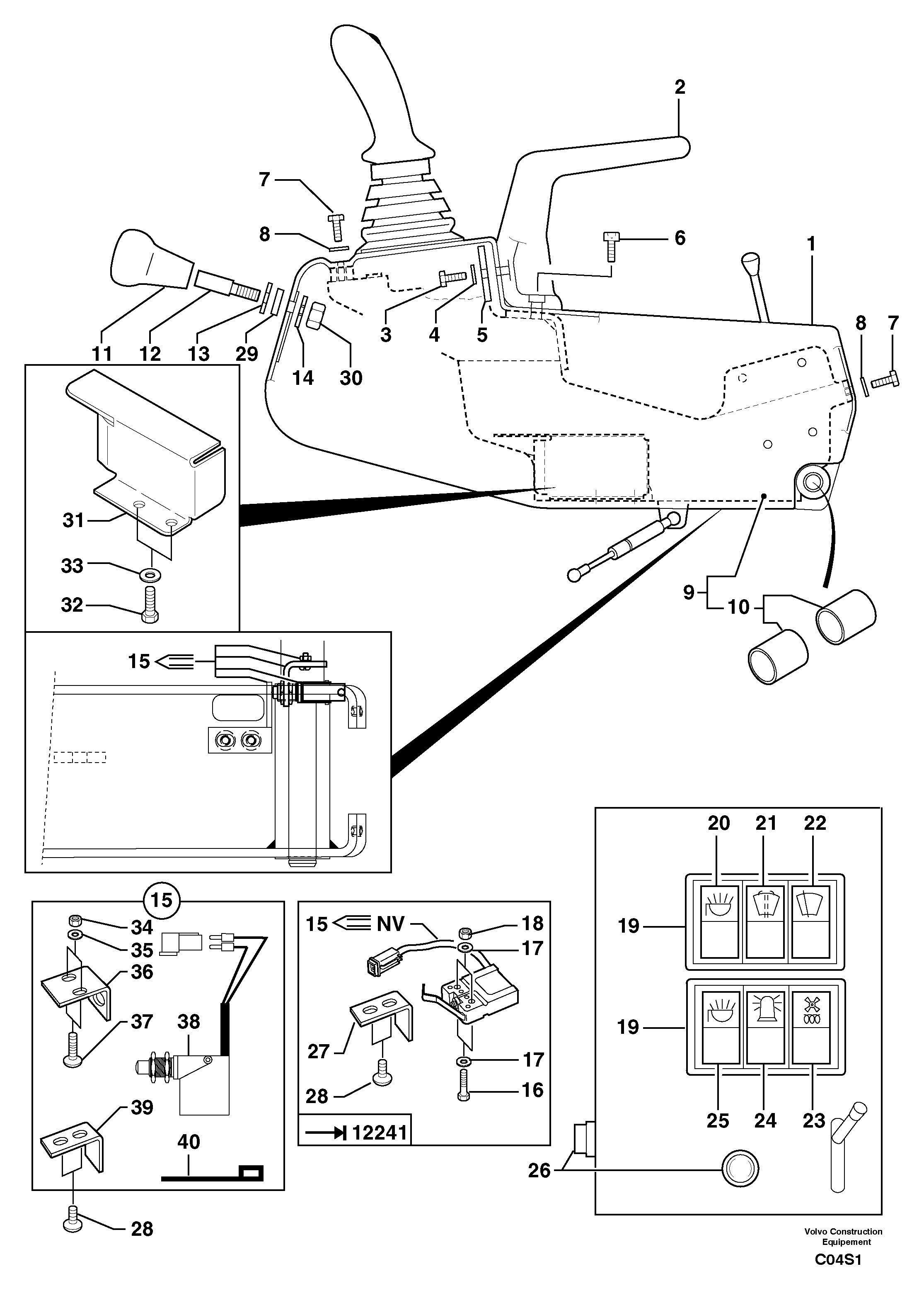 Схема запчастей Volvo EW50 - 105697 Operators station : instrument panel ( left ) EW50 TYPE 256