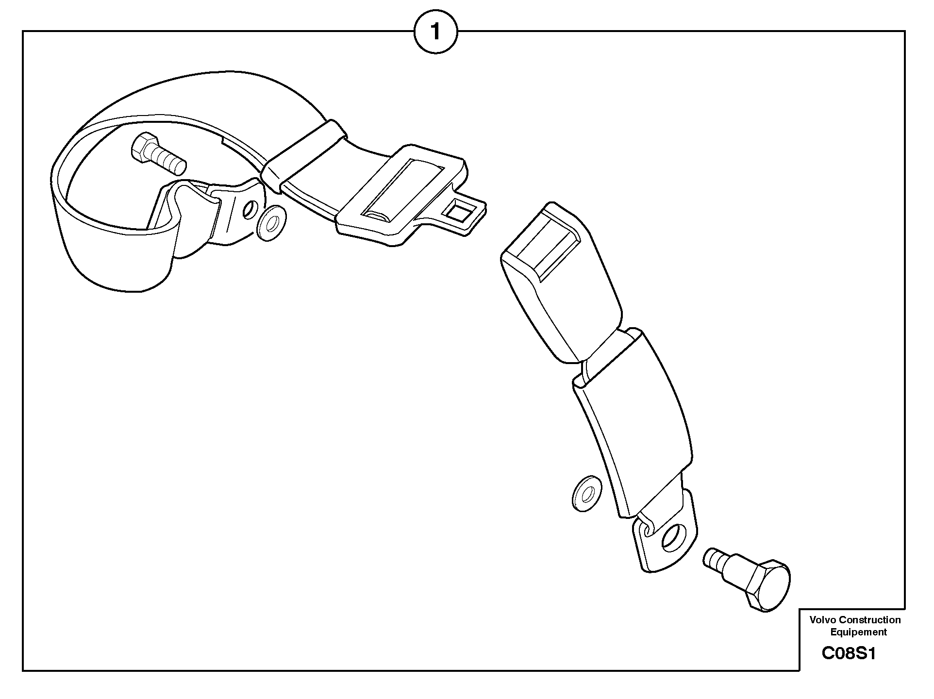 Схема запчастей Volvo EW50 - 9444 Safety belt EW50 TYPE 256