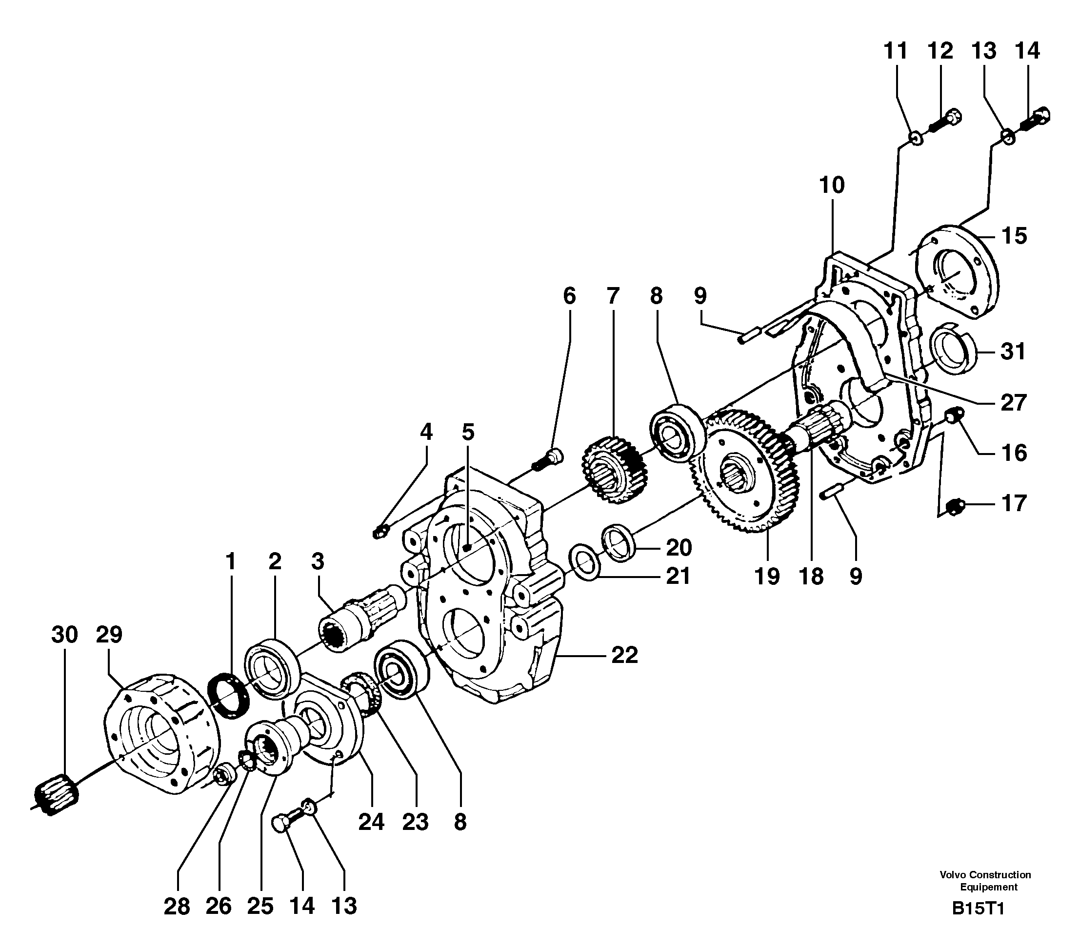 Схема запчастей Volvo EW50 - 30114 Rear axle ( 1660 ) : transfer case EW50VV TYPE 256