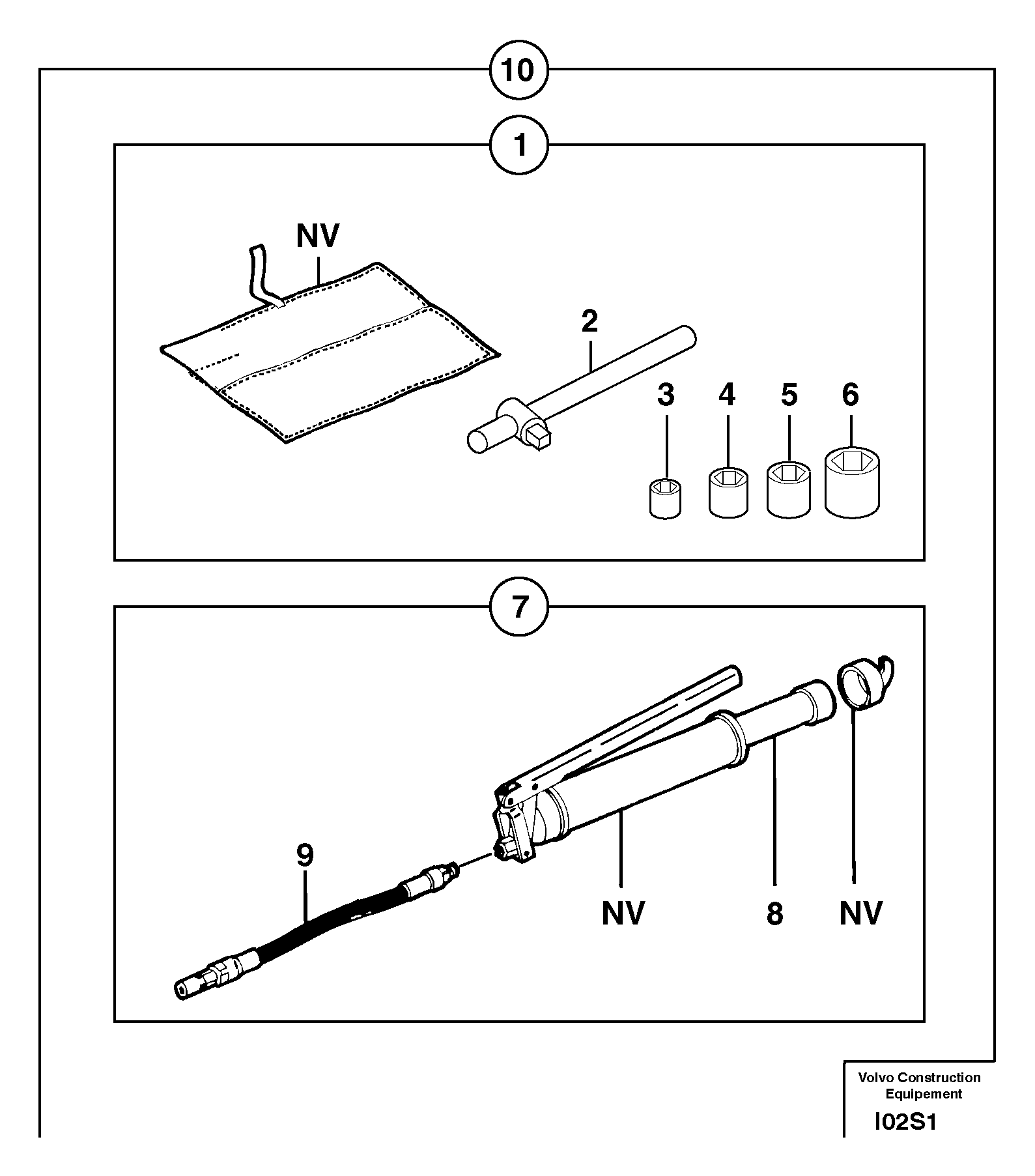 Схема запчастей Volvo EW50 - 9447 Инструменты для ремонта EW50 TYPE 256