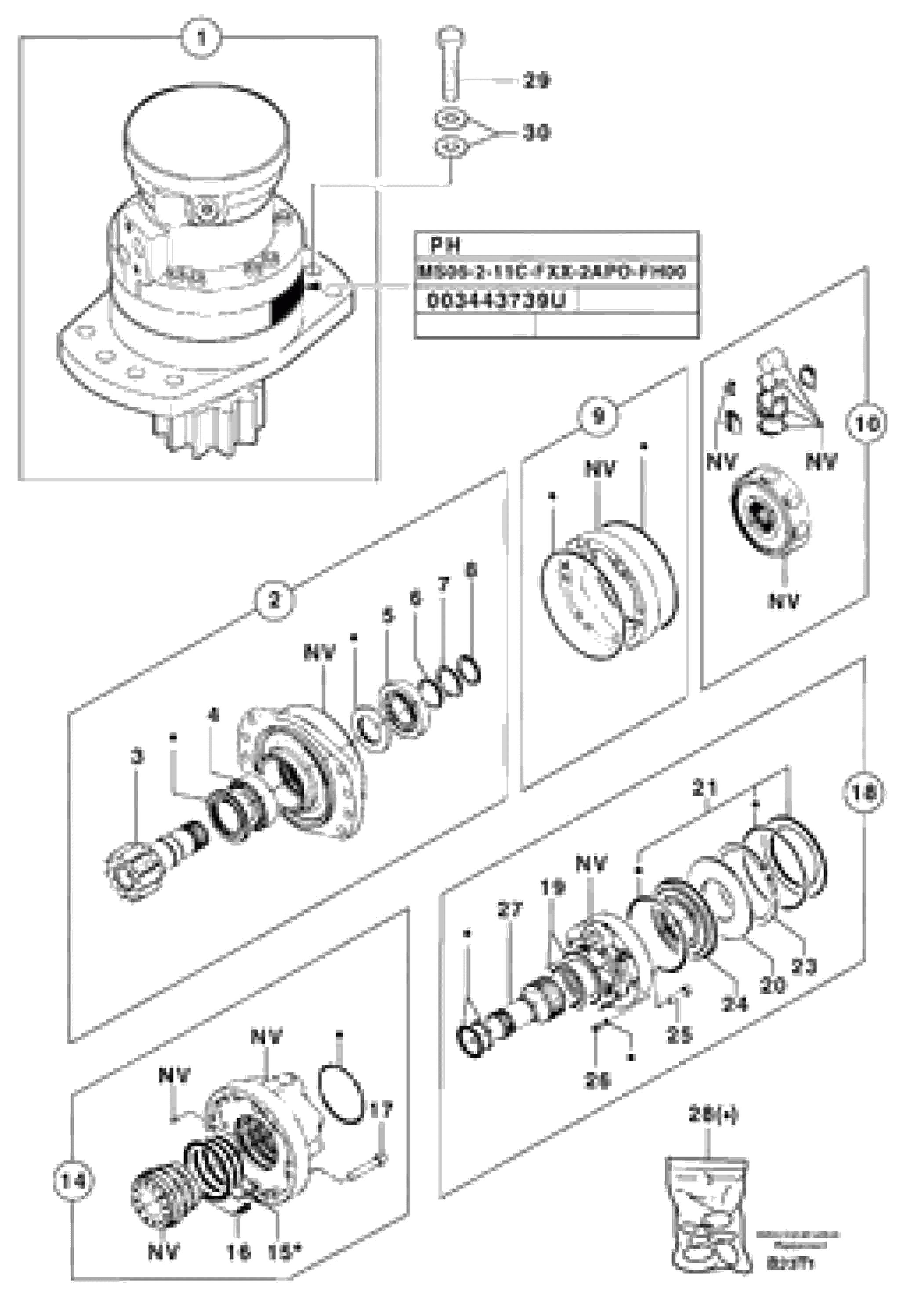 Схема запчастей Volvo EW50 - 52102 Slewing gear motor EW50VV TYPE 256
